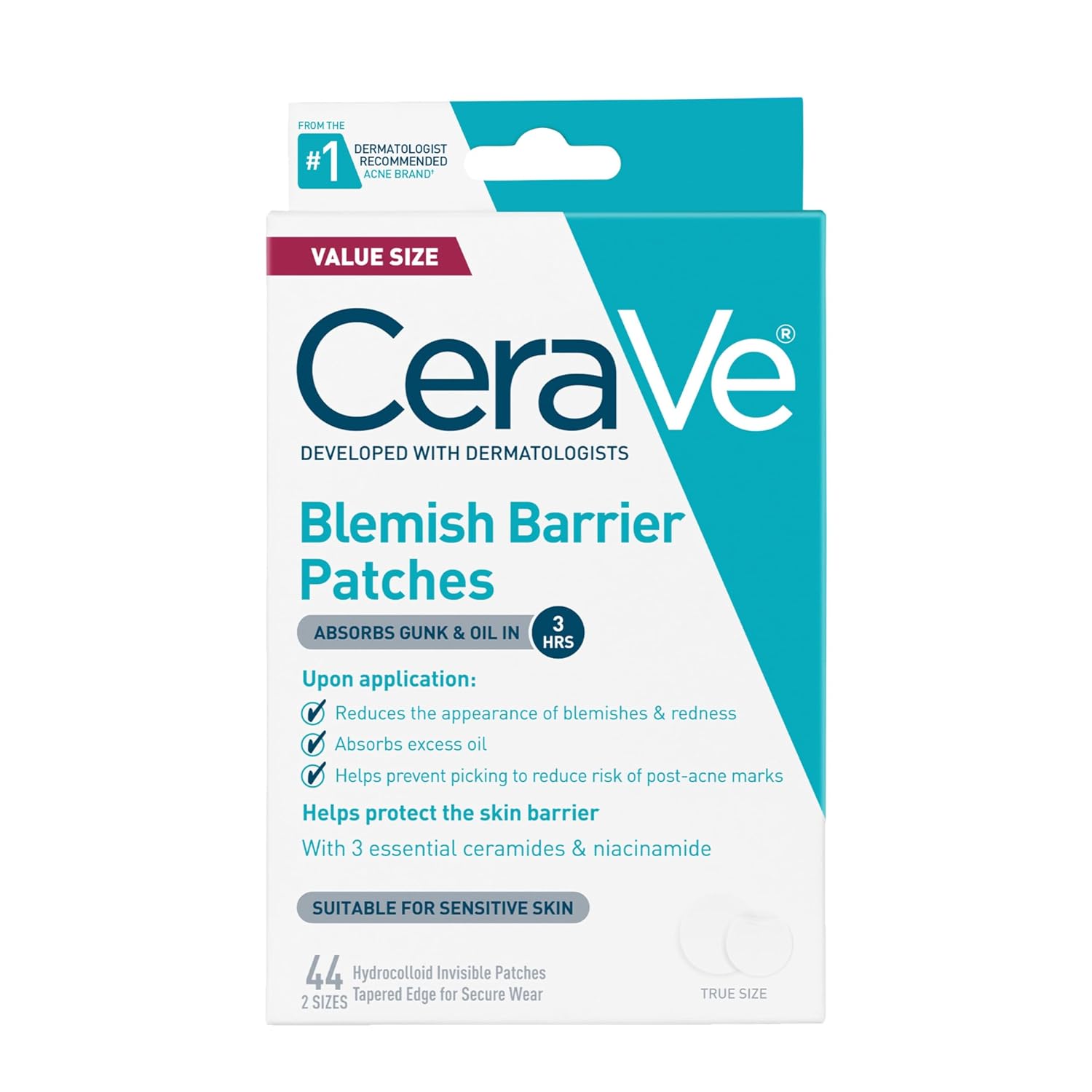 CeraVe Hydrocolloid Pimple Patches with Niacinamide. Ultra-Thin. 22ct | Absorbs Oil with Niacinamide and Ceramides. Ultra-Thin Acne Patches That Blend Into All Skin Tones. For Sensitive Skin