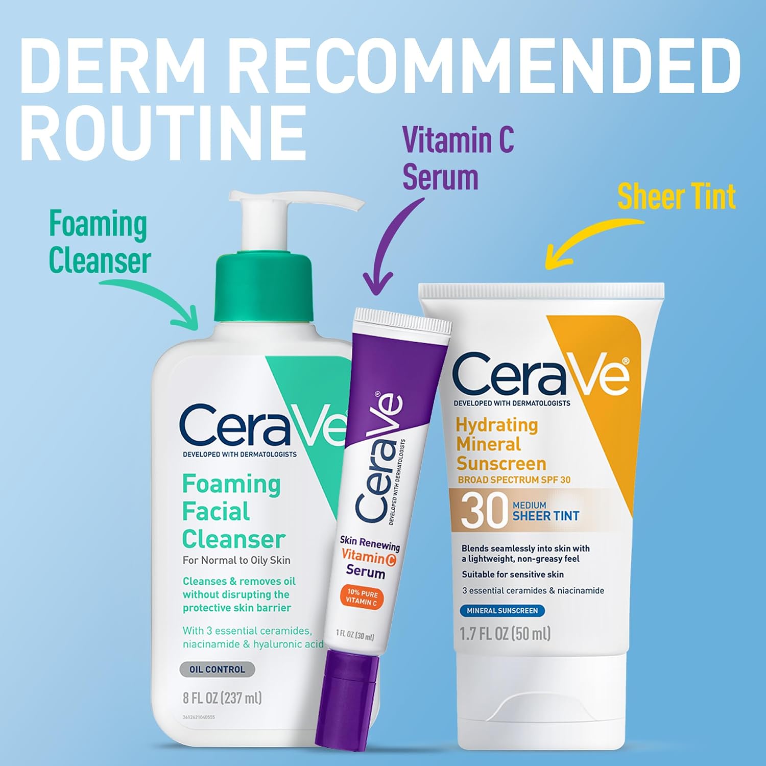 CeraVe Tinted Sunscreen for Face. Mineral SPF 30 Moisturizer. Medium. 1.7oz | Skin Care. Face Sunscreen. Hyaluronic Acid. Zinc Oxide. Titanium Dioxide. Sheer Tint. Healthy Glow. Blends Seamlessly