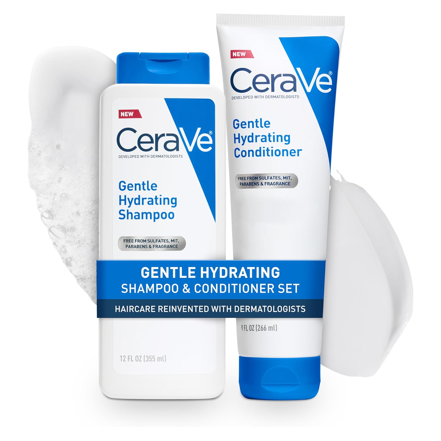 CeraVe Gentle Hydrating Shampoo and Conditioner Set. With Ceramides. Niacinamide & Hyaluronic Acid For Soft. Healthy Looking Hair & Scalp. Sulfate Free & Color Safe. For All Hair Types