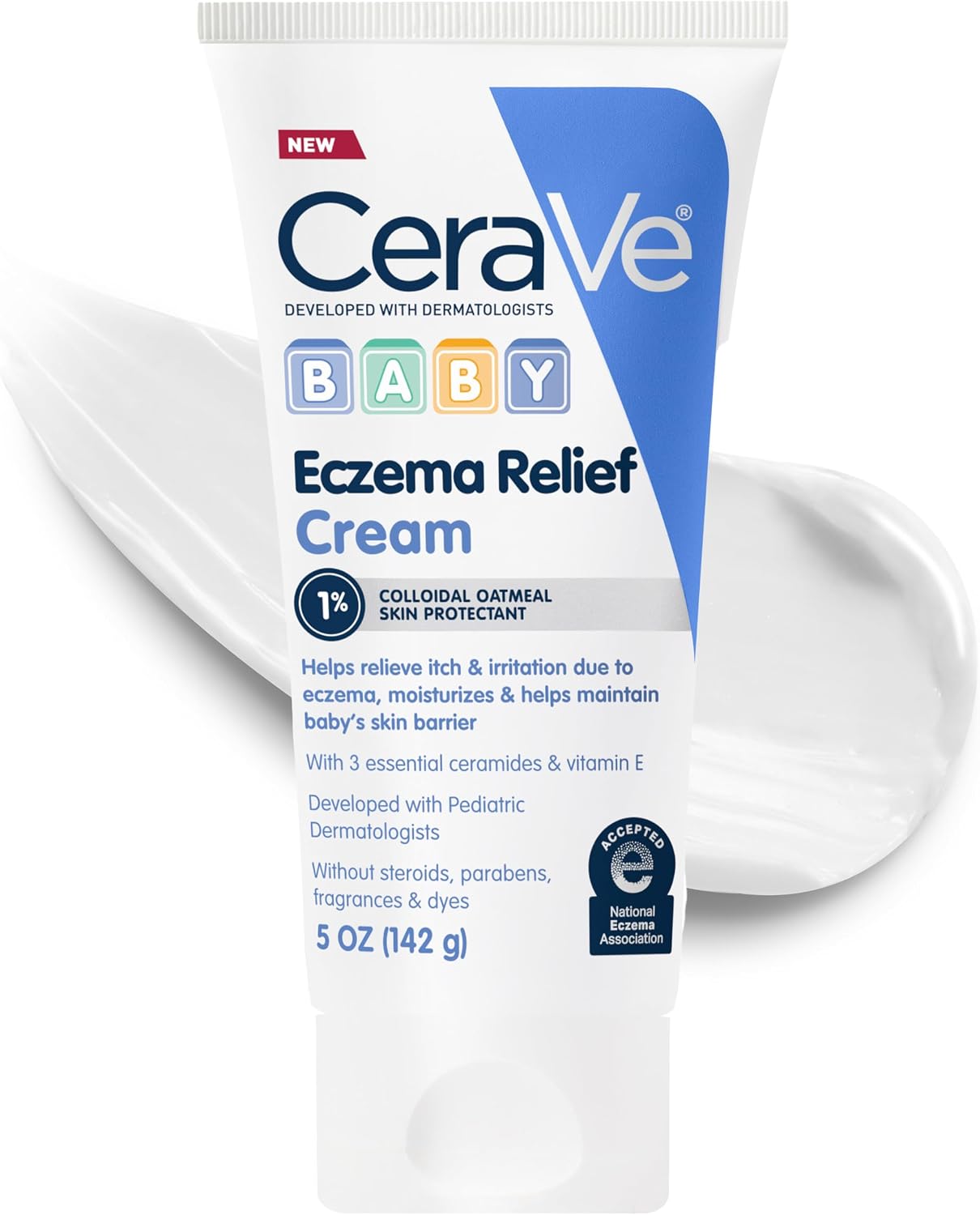 CeraVe Baby Eczema Relief Cream with 1% Colloidal Oatmeal & Vitamin E. 5oz | Baby Eczema Cream with Ceramides Helps Soothe and Calm Itchy Skin. Fragrance-Free. Developed with Pediatric Dermatologist