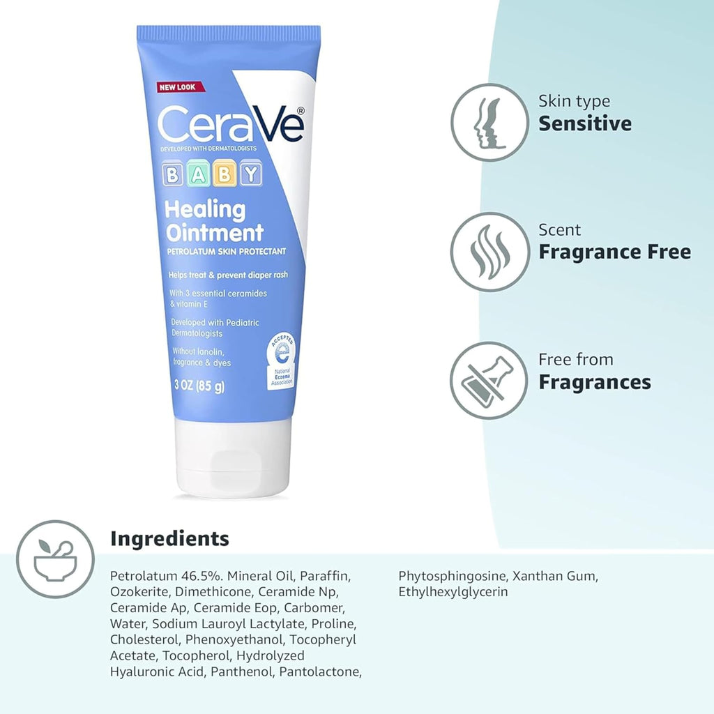 CeraVe Diaper Rash Cream. Baby Healing Ointment with Vitamin E. 3oz | Soothes Diaper Rash and Protect Extra Dry. Cracked Skin with Ceramides. Free Of Lanolin. Fragrance. Dye and Paraben