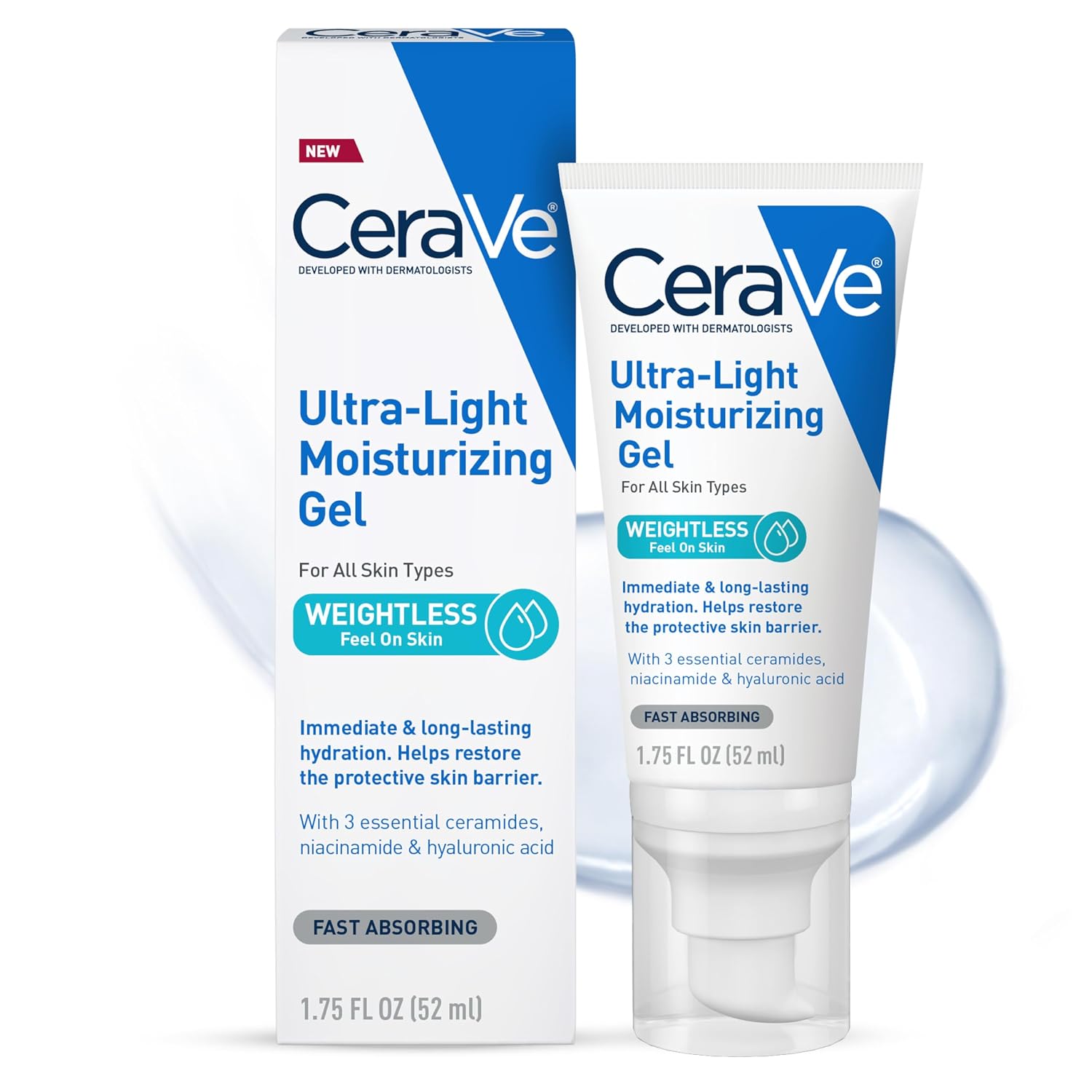CeraVe Ultra-Light Moisturizing Gel. Niacinamide Face Moisturizer. 1.75oz | Oil-Free Hyaluronic Acid & Ceramide Gel Skin Care Formula Hydrates To Act As A Lightweight Moisturizer For Oily Skin