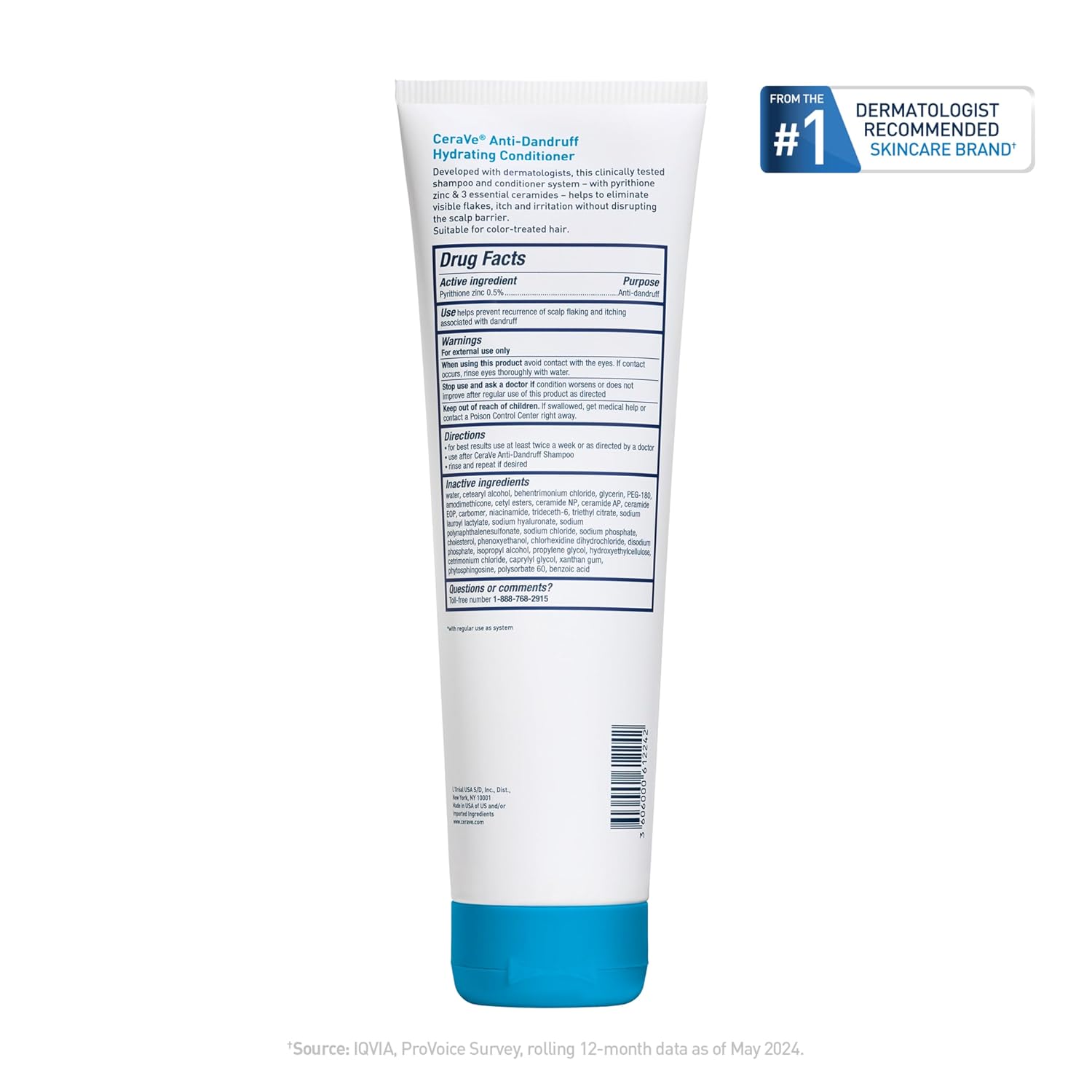 CeraVe Hydrating Anti Dandruff Conditioner with Hyaluronic Acid. 9oz | 0.5% Pyrithione Zinc Dandruff Treatment with Niacinamide That Helps Eliminate Flakes and Reduce Itchy Scalp. Sulfate-Free