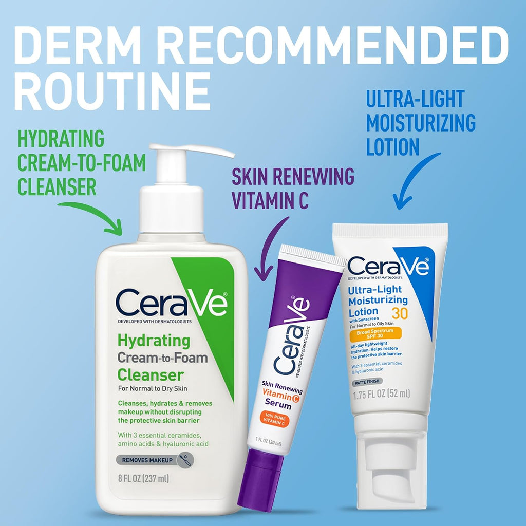 CeraVe Ultra-Light Moisturizing Lotion SPF 30. Sunscreen for Face. 1.7oz | Skin Care. Face Moisturizer. Hyaluronic Acid. Sunscreen Lotion. Facial Moisturizer. Oil Free. Matte Finish. Ceramides