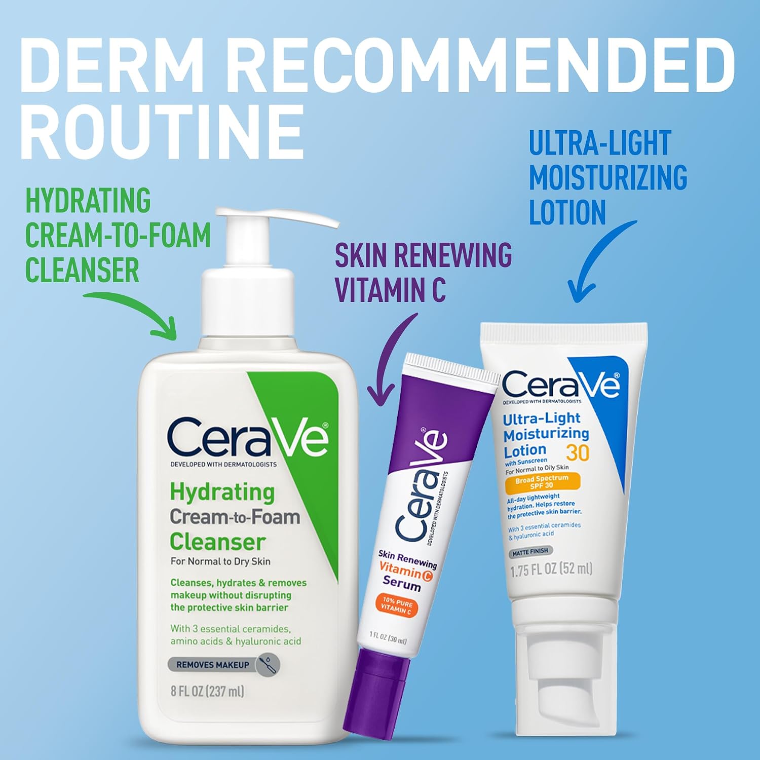 CeraVe Ultra-Light Moisturizing Lotion SPF 30. Sunscreen for Face. 1.7oz | Skin Care. Face Moisturizer. Hyaluronic Acid. Sunscreen Lotion. Facial Moisturizer. Oil Free. Matte Finish. Ceramides