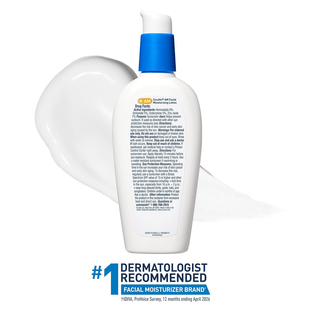 CeraVe AM Facial Moisturizing Lotion SPF 50. Face Moisturizer with SPF. 3oz | Travel Size Skin Care. Hyaluronic Acid and Niacinamide That Blends with No White Cast. Non-Greasy & Non-Comedogenic