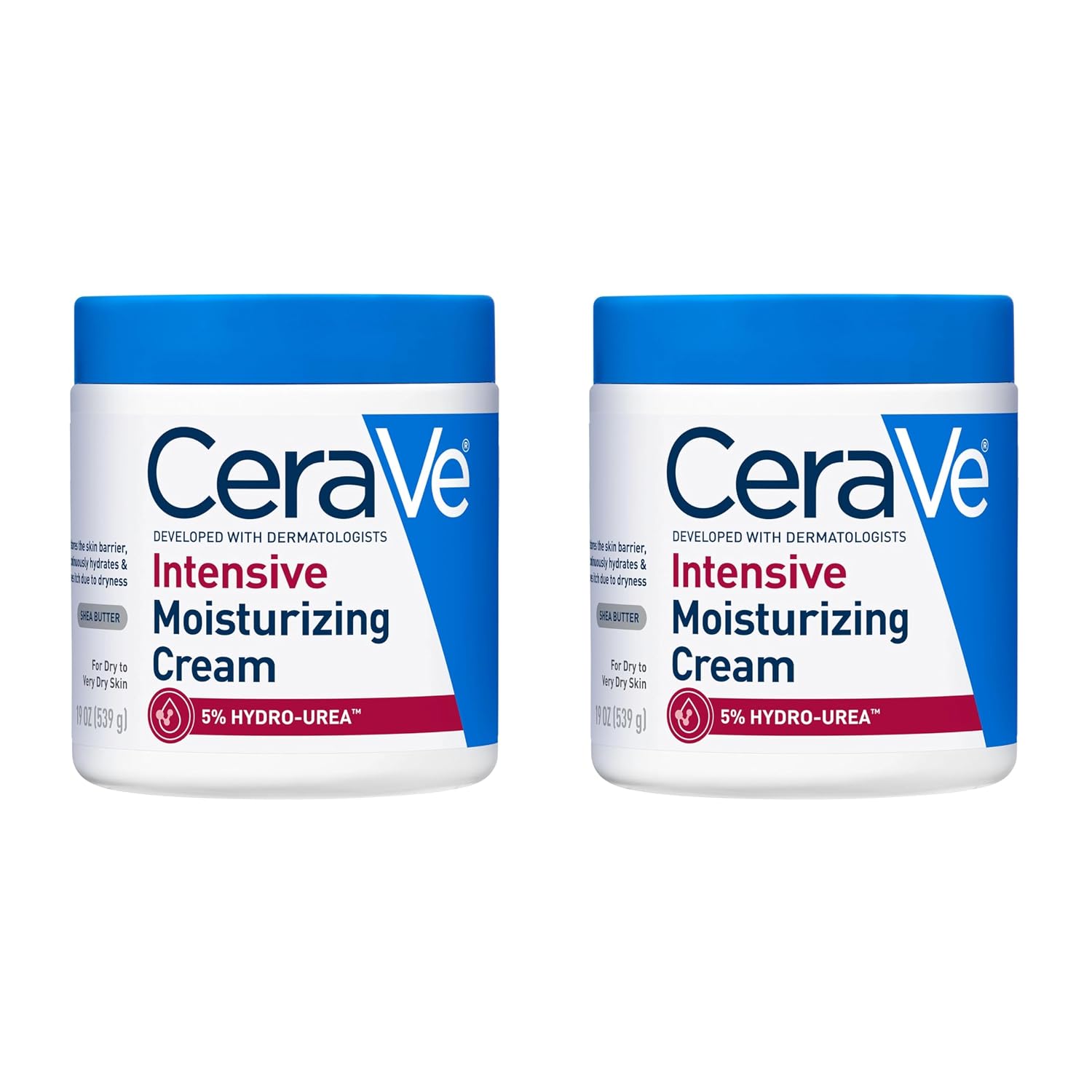 CeraVe Intensive Moisturizing Cream.Body Moisturizer With Shea Butter.72H Hydration + Skin Barrier Repair.Fragrance-Free Body Lotion For Extremely Dry Skin.19oz.(Pack of 2)