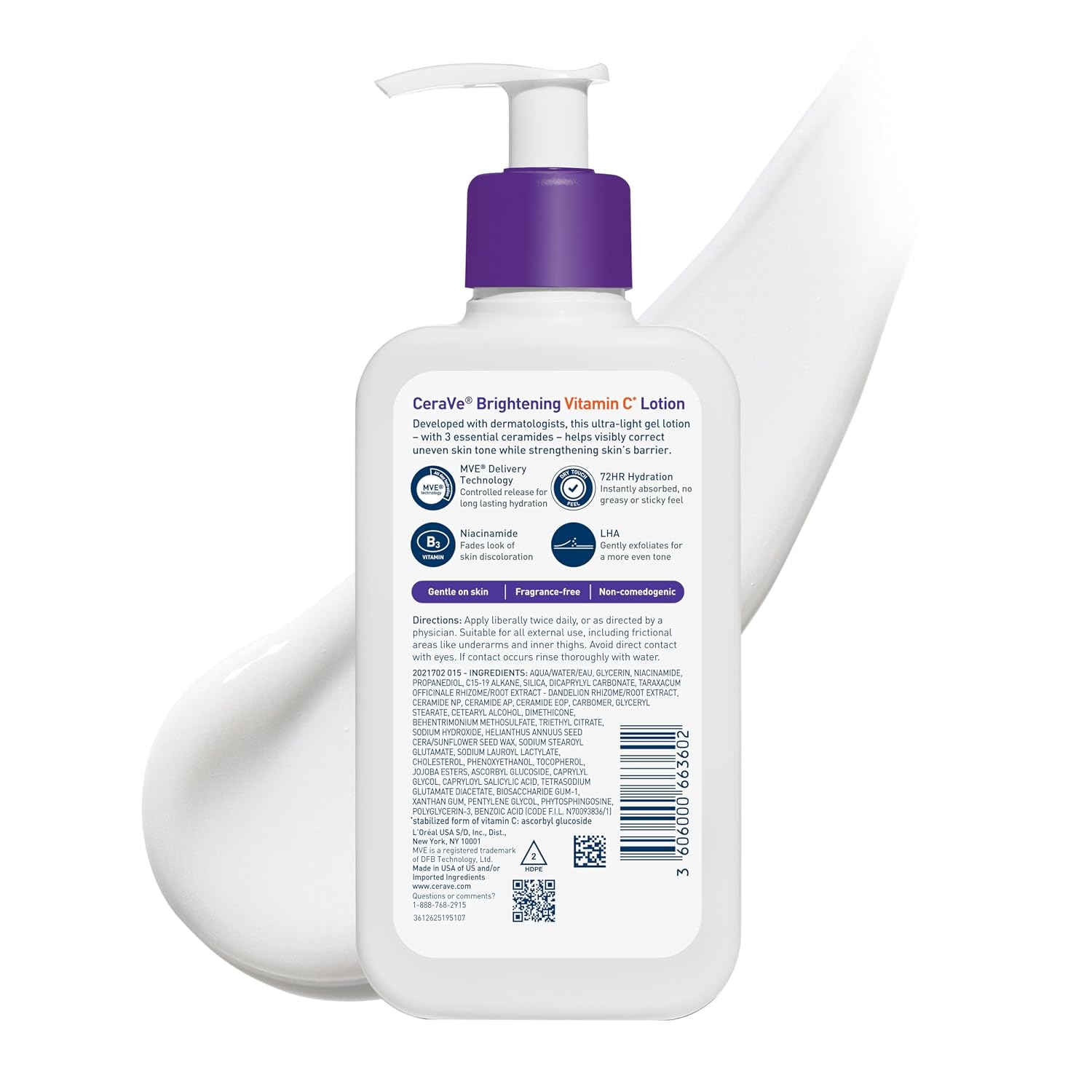 CeraVe Brightening Vitamin C Body Lotion. Skincare with Niacinamide. 8oz | Brightening Body Lotion & Moisturizer. Dark Spot Corrector with Ceramides & LHA. Fragrance Free. Suitable for Sensitive Skin