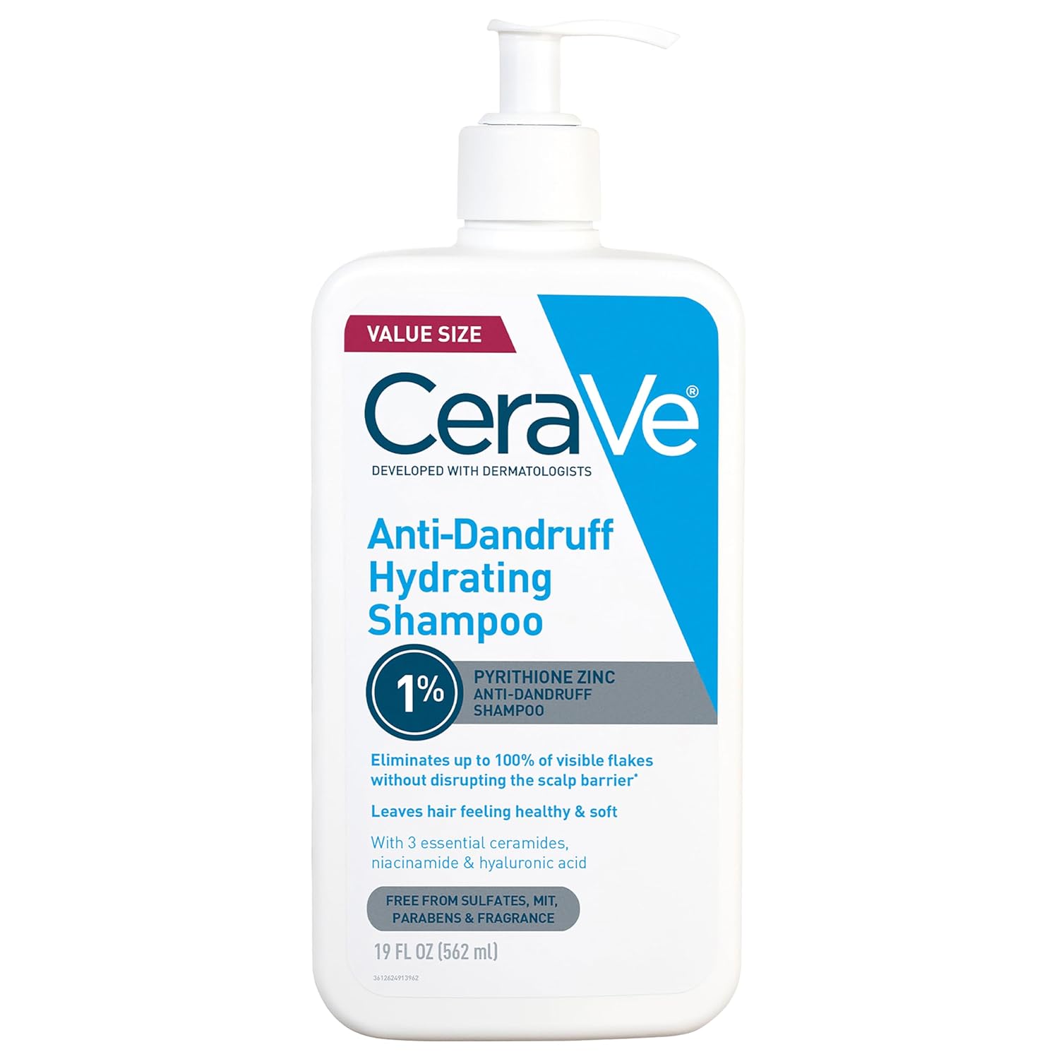 CeraVe Hydrating Anti Dandruff Shampoo. Itchy Scalp Treatment. 19oz | Helps Eliminate Flakes with 1% Pyrithione Zinc. Hyaluronic Acid. Niacinamide and Ceramides In A Sulfate Free Formula
