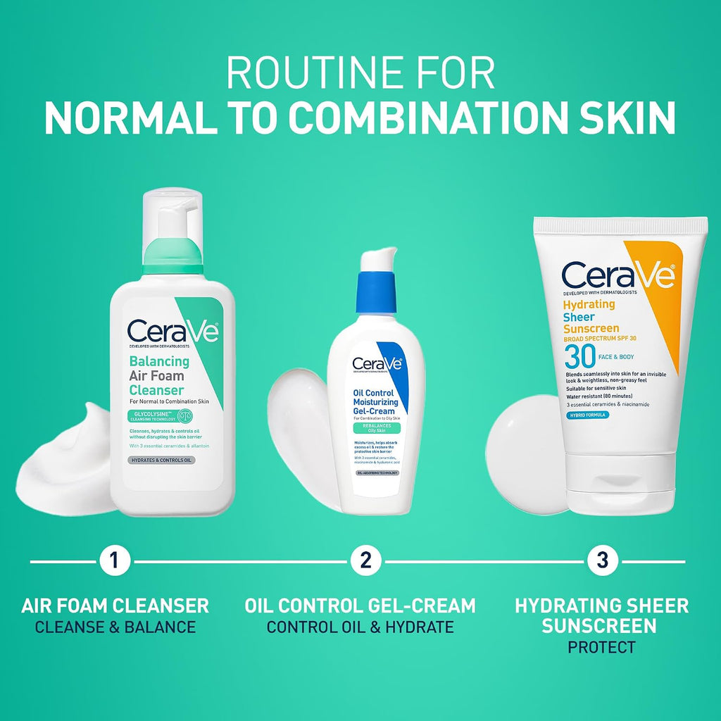 CeraVe Air Foam Face Wash. Hydrating Facial Cleanser. Combination Skin. 8oz | Foaming Facial Cleanser That Balances Combination Skin. Delivering 8-Hour Oil Control and 24-Hour Hydration