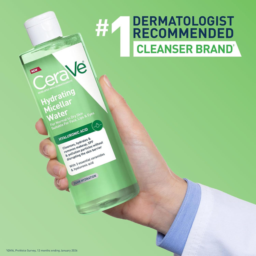 CeraVe Hydrating Micellar Water. Facial Cleanser & Makeup Remover. 13oz | Removes Makeup and Hydrates For 24h with Hyaluronic Acid and Ceramides. Alcohol-Free and Fragrance-Free For Sensitive Skin