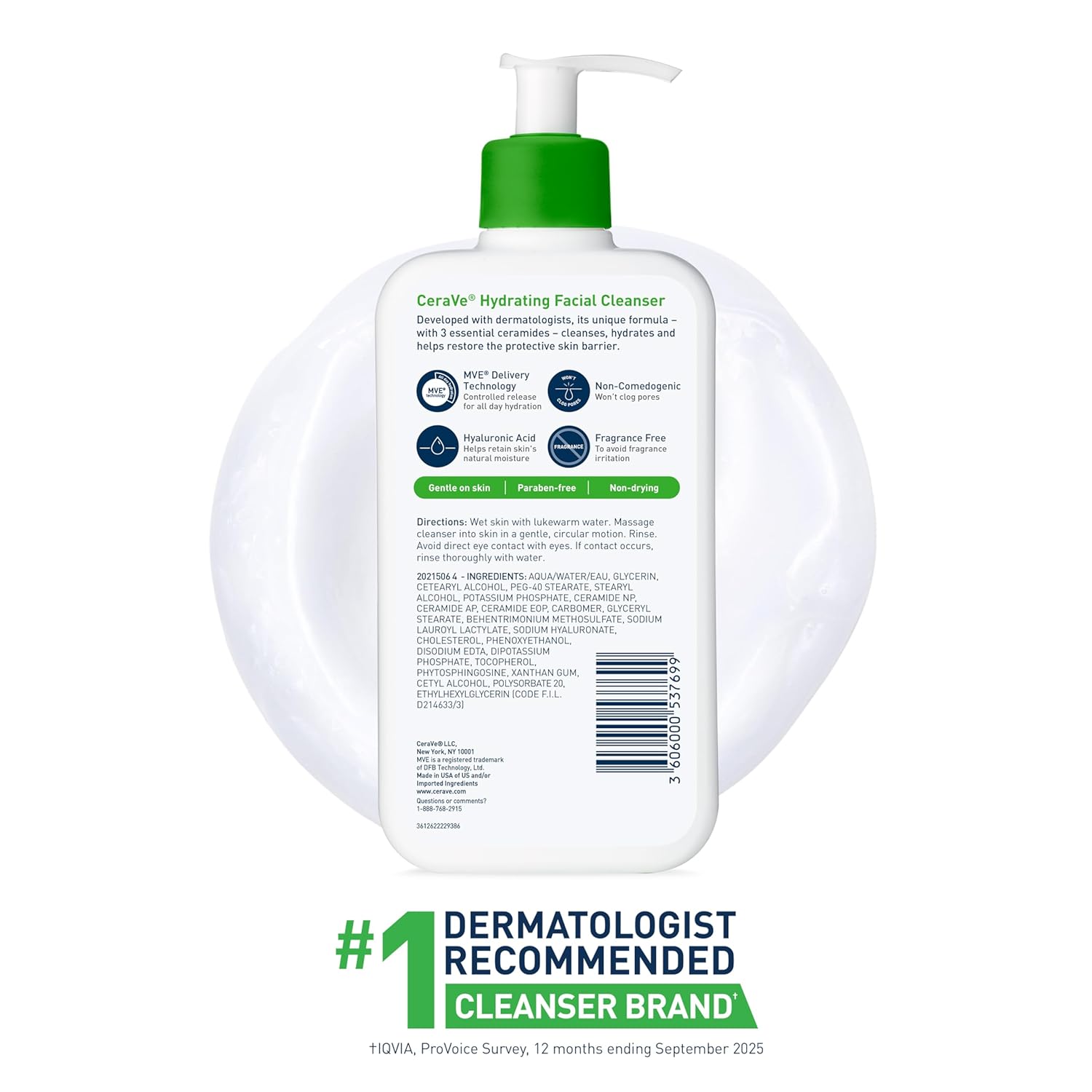 CeraVe Hydrating Cleanser with Hyaluronic Acid. Face Wash for Dry Skin.19oz | Skin Care For Men and Women. Daily Cleanser & Makeup Remover with Glycerin & Ceramides. National Eczema Association Certified