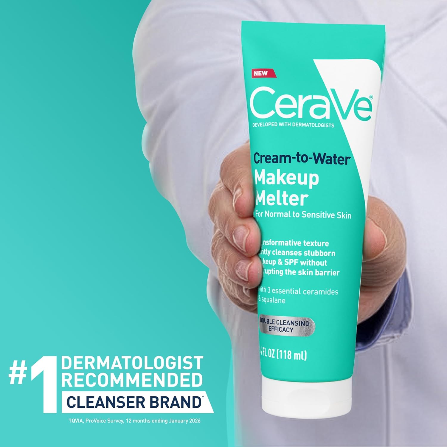 CeraVe Cream-to-Water Makeup Melter. Facial Cleanser for Makeup Removal.4oz | Melts Makeup and Cleanses with Squalane and Ceramides For Double Cleansing. Provides 48h Hydration. For Sensitive Skin