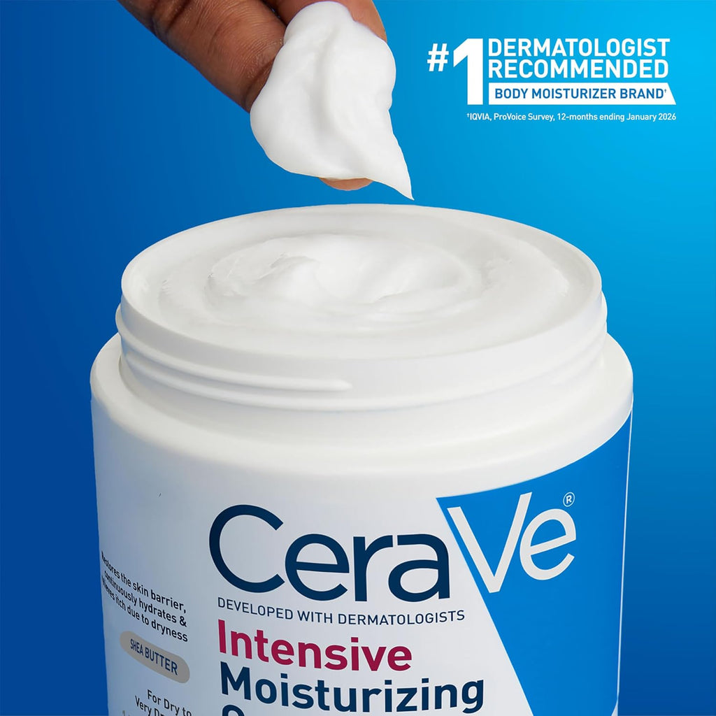 CeraVe Intensive Moisturizing Cream.Body Moisturizer With Shea Butter.72H Hydration + Skin Barrier Repair.Fragrance-Free Body Lotion For Extremely Dry Skin.19oz.(Pack of 2)