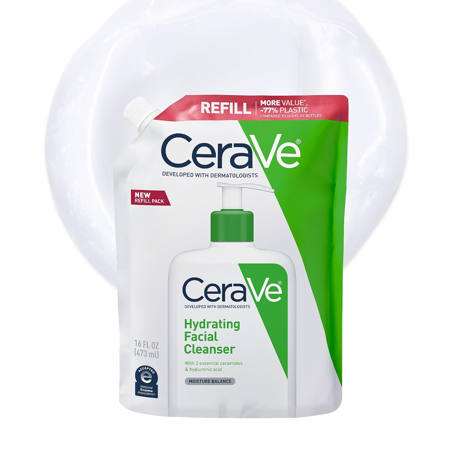 CeraVe Hydrating Cleanser with Hyaluronic Acid. Face Wash. Dry Skin. 16oz | Skin Care For Men and Women. Daily Cleanser & Makeup Remover with Glycerin & Ceramides. National Eczema Association Certified