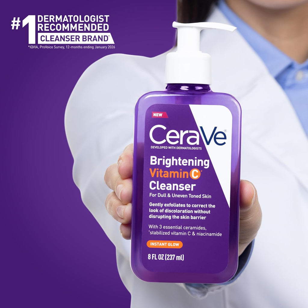 CeraVe Brightening Vitamin C Facial Cleanser. Niacinamide Face Wash. 8oz | Hydrating Skin Care Formula with Ceramides. Gently Exfoliates To Fade Discoloration and Reveal a Radiant Complexion