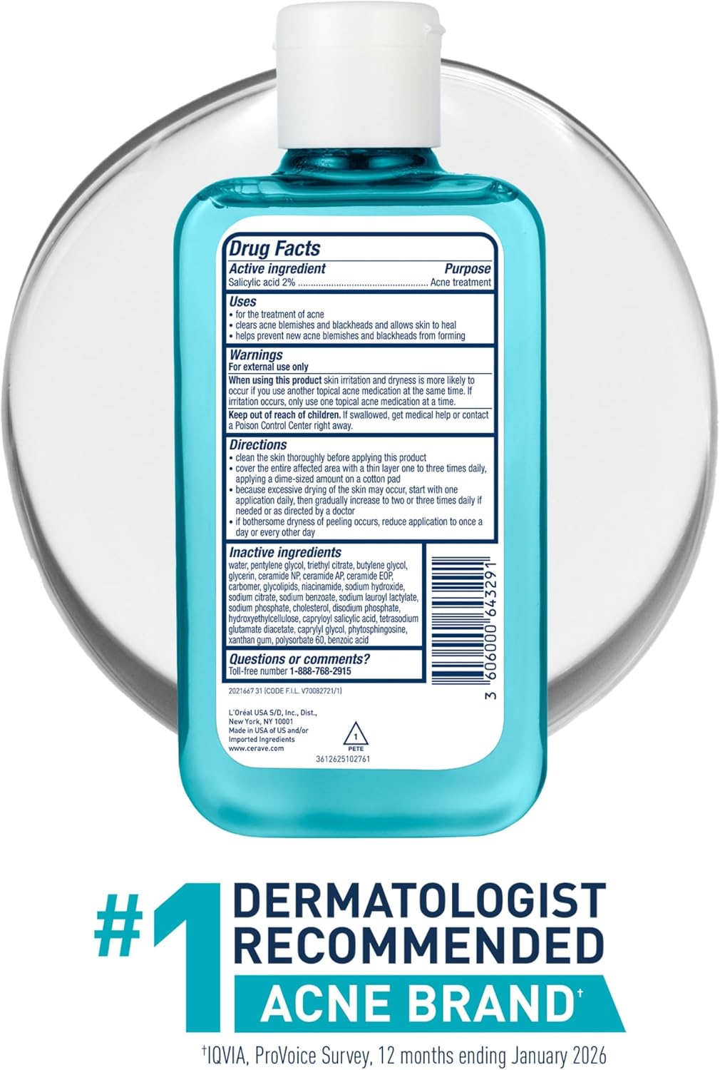 CeraVe BHA Exfoliating Facial Toner with Salicylic Acid & Niacinamide. 8oz | Hyaluronic Acid Skin Care Formula Acts As A Pore Minimizer For Face To Visibly Clear Blackheads and Smooth Texture