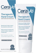 CeraVe Therapeutic Hand Cream for Dry Cracked Hands With Hyaluronic Acid and Niacinamide.Fragrance Free 3 Ounce.(Pack of 2)