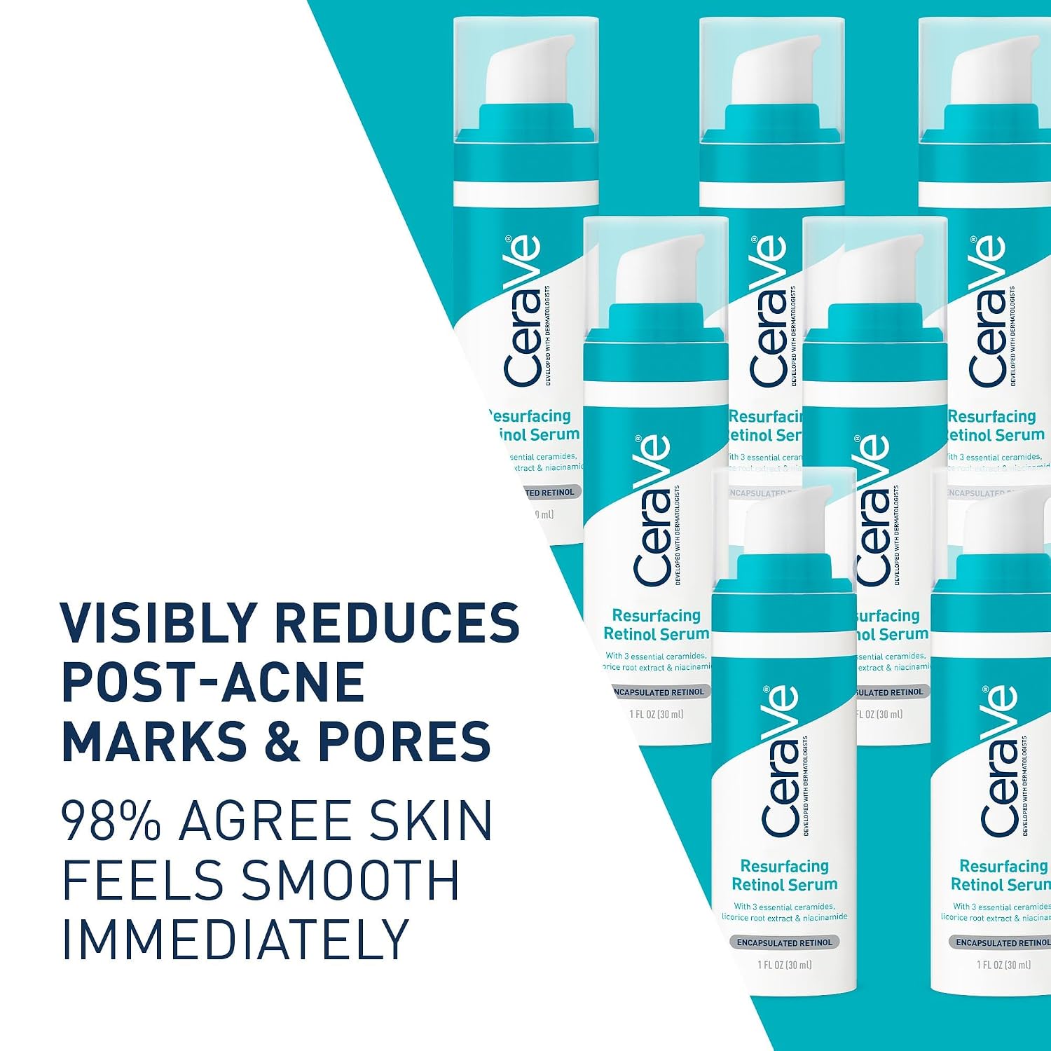 CeraVe Resurfacing Retinol Face Serum with Niacinamide. Pore Minimizer. 1oz | Skin Care Brightening Serum with Licorice Root. Acne Scar & Hyperpigmentation Treatment. Dark Spot Corrector. Skin Repair