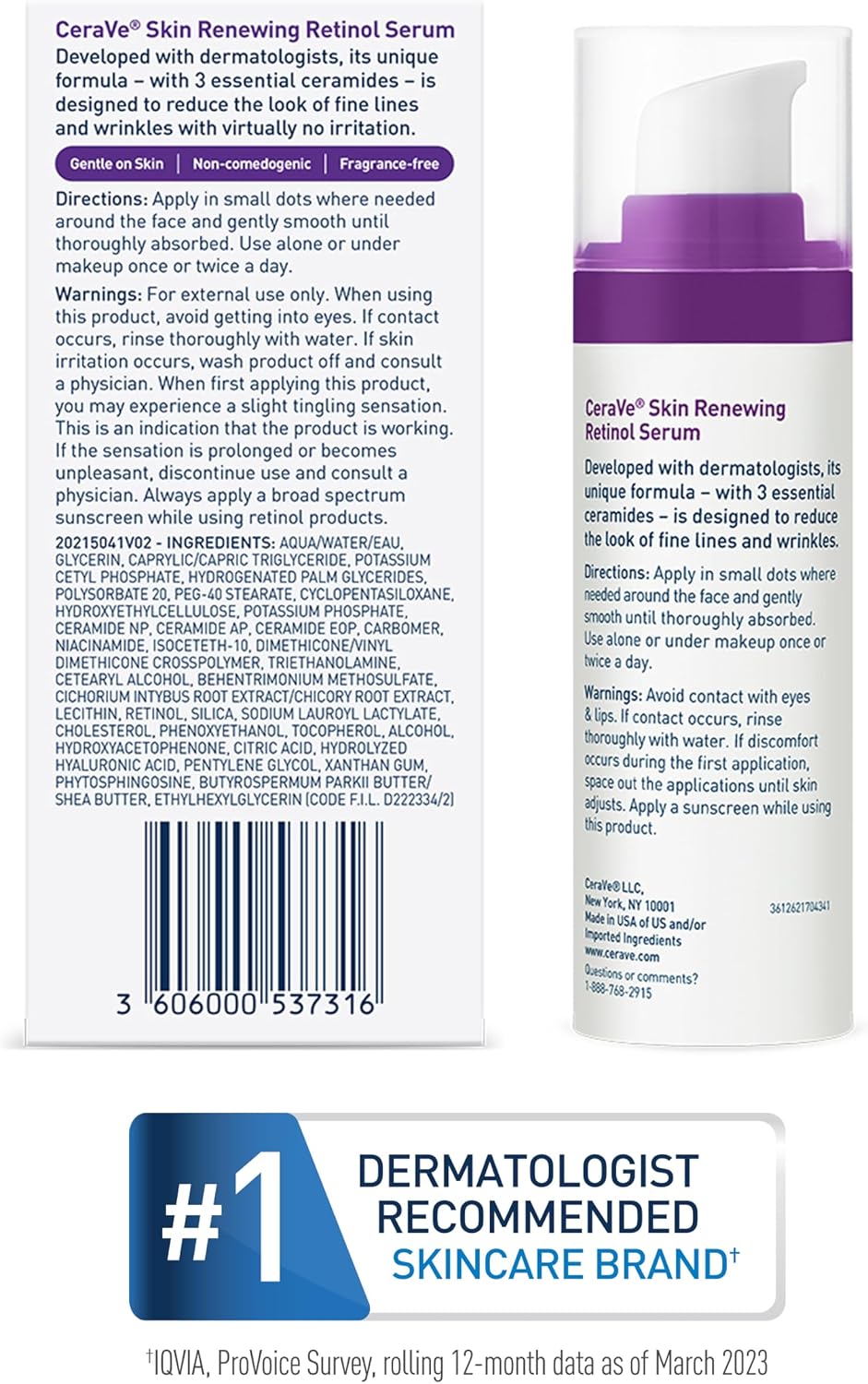 CeraVe Retinol Serum for Face with Niacinamide & Hyaluronic Acid. 1 oz | Skin Care. Brightening Serum. Anti Aging. Smooths Fine Lines and Wrinkles. Ceramides. Fragrance Free. Non-Comedogenic. Gentle
