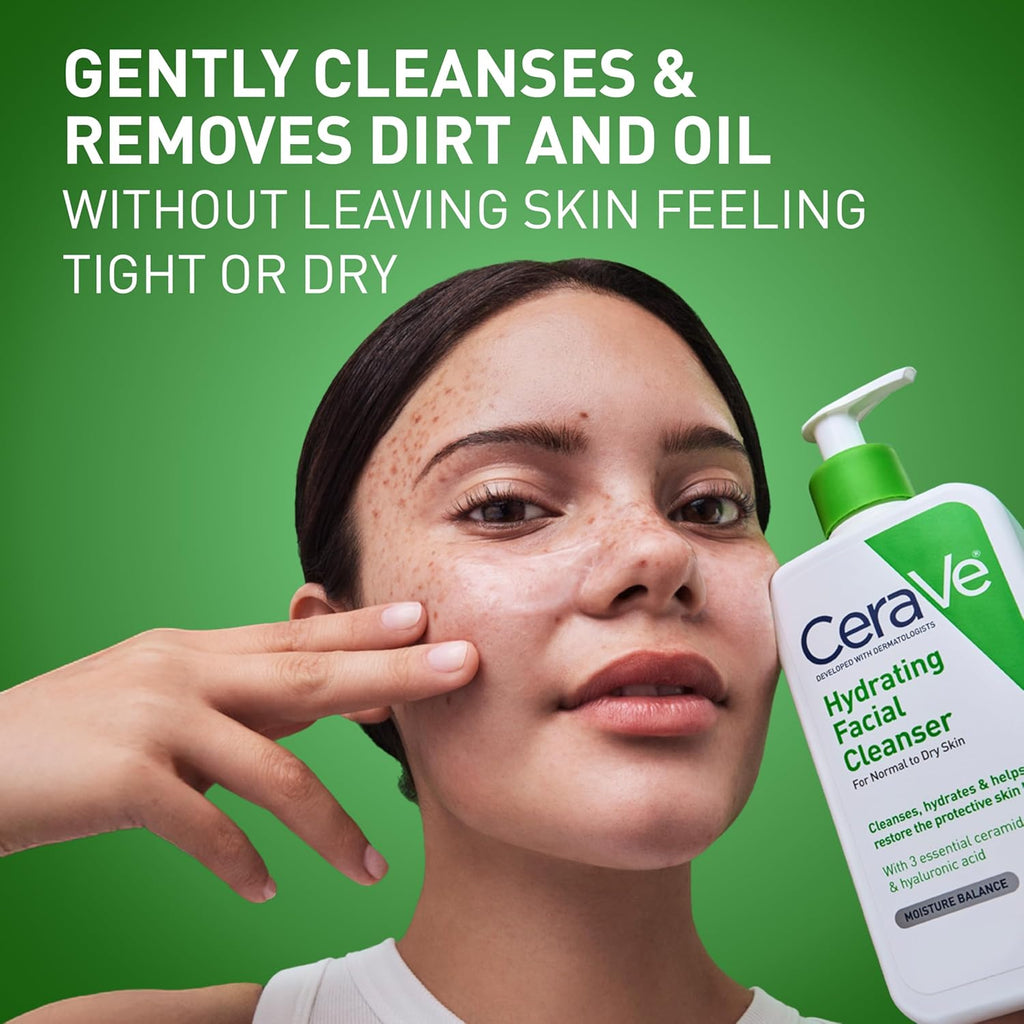 CeraVe Hydrating Cleanser with Hyaluronic Acid. Face Wash for Dry Skin.8oz | Skin Care For Men and Women. Daily Cleanser & Makeup Remover with Glycerin & Ceramides. National Eczema Association Certified
