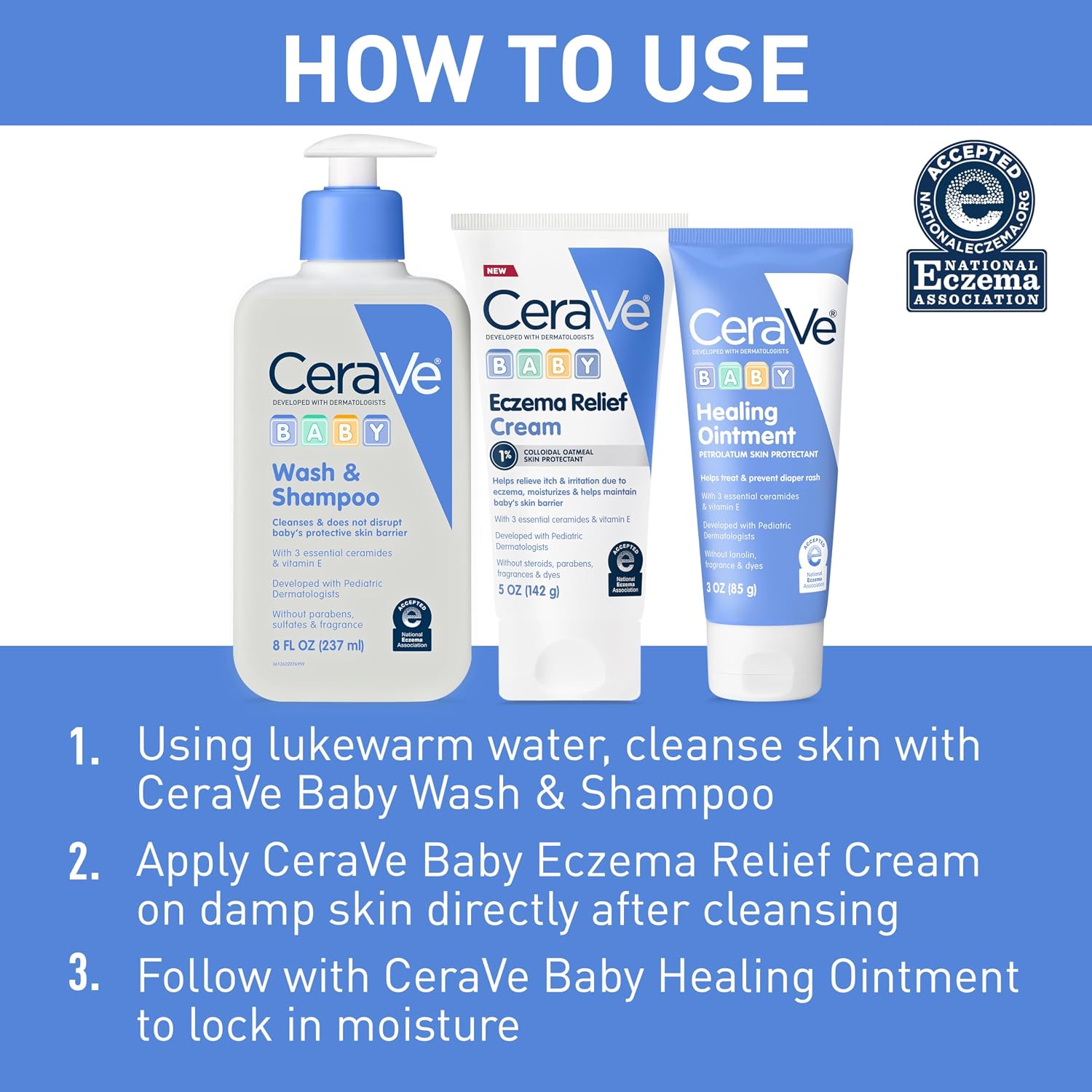 CeraVe Baby Eczema Relief Cream.1% Colloidal Oatmeal Cream with Vitamin E & Ceramides.Soothes & Calms Itchy Skin.Developed with Pediatric Dermatologist.Fragrance Free.5oz.(Pack of 2)