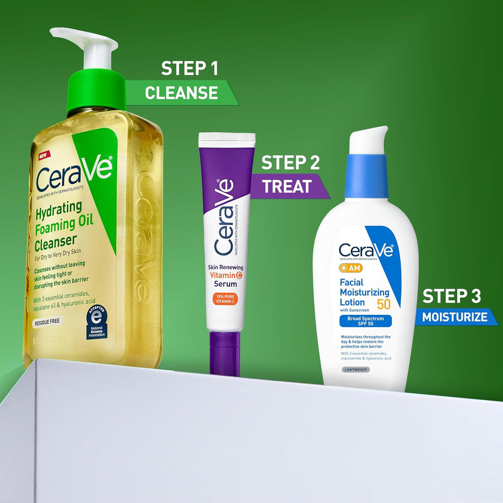 CeraVe Hydrating Foaming Oil Facial Cleanser with Hyaluronic Acid. 8oz | Squalane Face & Body Wash with Double-Cleansing Efficacy Removes Makeup without Residue. For Dry To Very Dry Skin