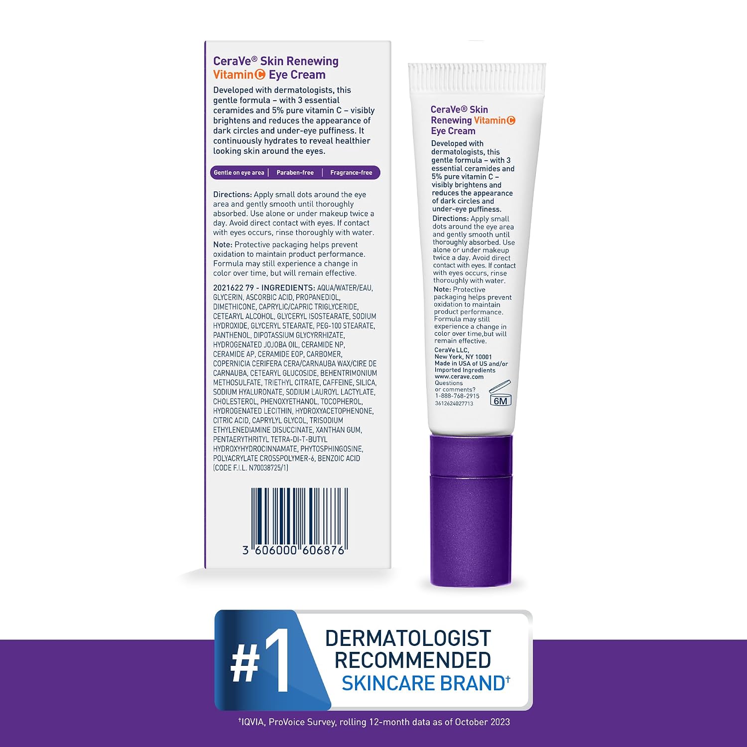 CeraVe Vitamin C Eye Cream. Hyaluronic Acid Under Eye Brightener. 0.5oz | Skin Care Formulated with Caffeine and Ceramides To Target Dark Circles. Puffiness. and Bags Under Eyes For A Brightened Look