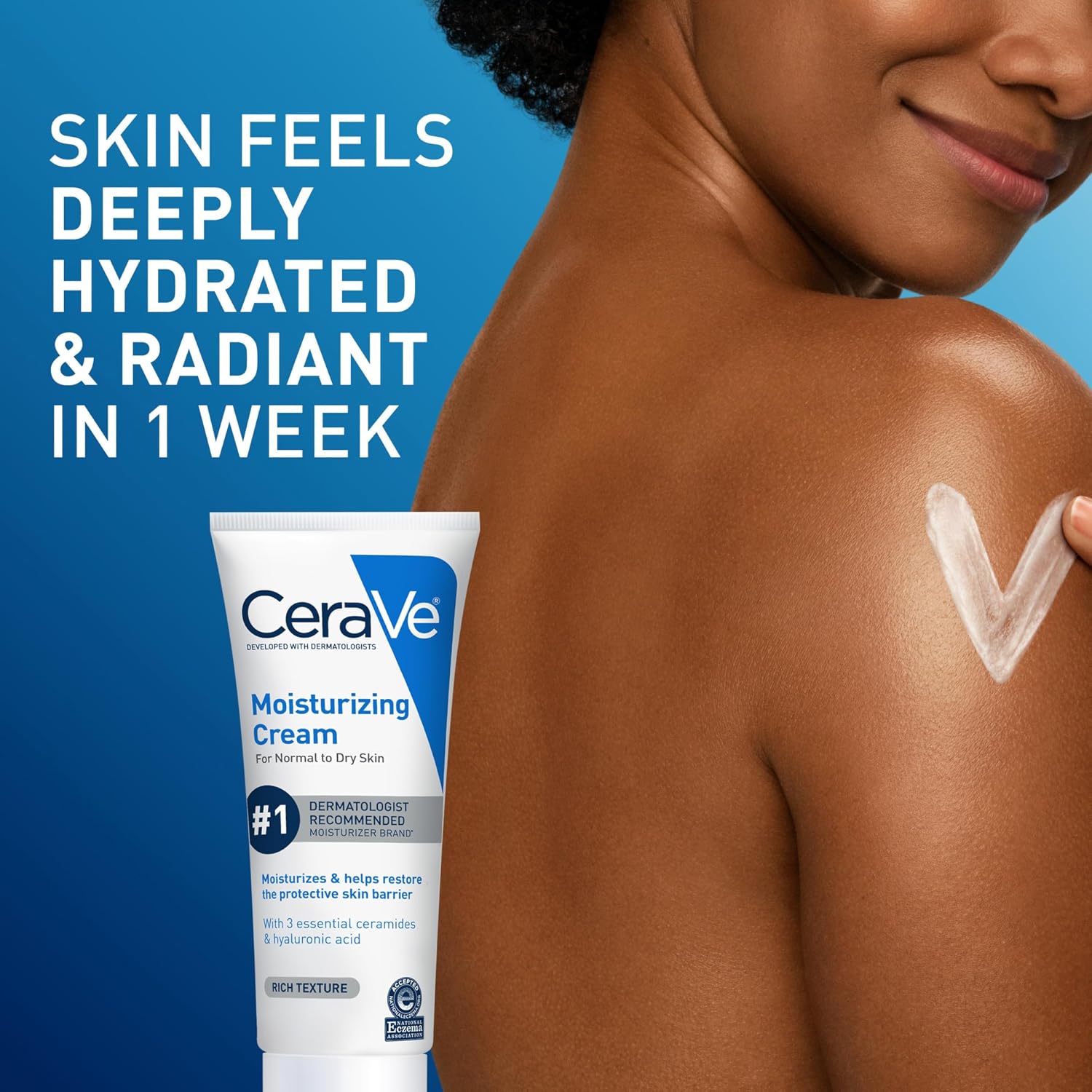 CeraVe Moisturizing Cream. Face Body Moisturizer. Normal to Dry Skin. 8 Fl Oz | Hyaluronic Acid For Instant Hydration. Skin Barrier Repair. Ceramide Moisturizer. Fragrance Free. Non-Comedogenic. Daily Use