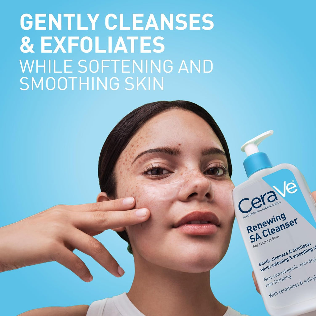 CeraVe Renewing Salicylic Acid Cleanser. BHA Exfoliating Face Wash. 16oz | Skin Care with Hyaluronic Acid & Niacinamide. Facial Cleanser. Face Cleanser. Ceramides. Fragrance Free. Non-Comedogenic