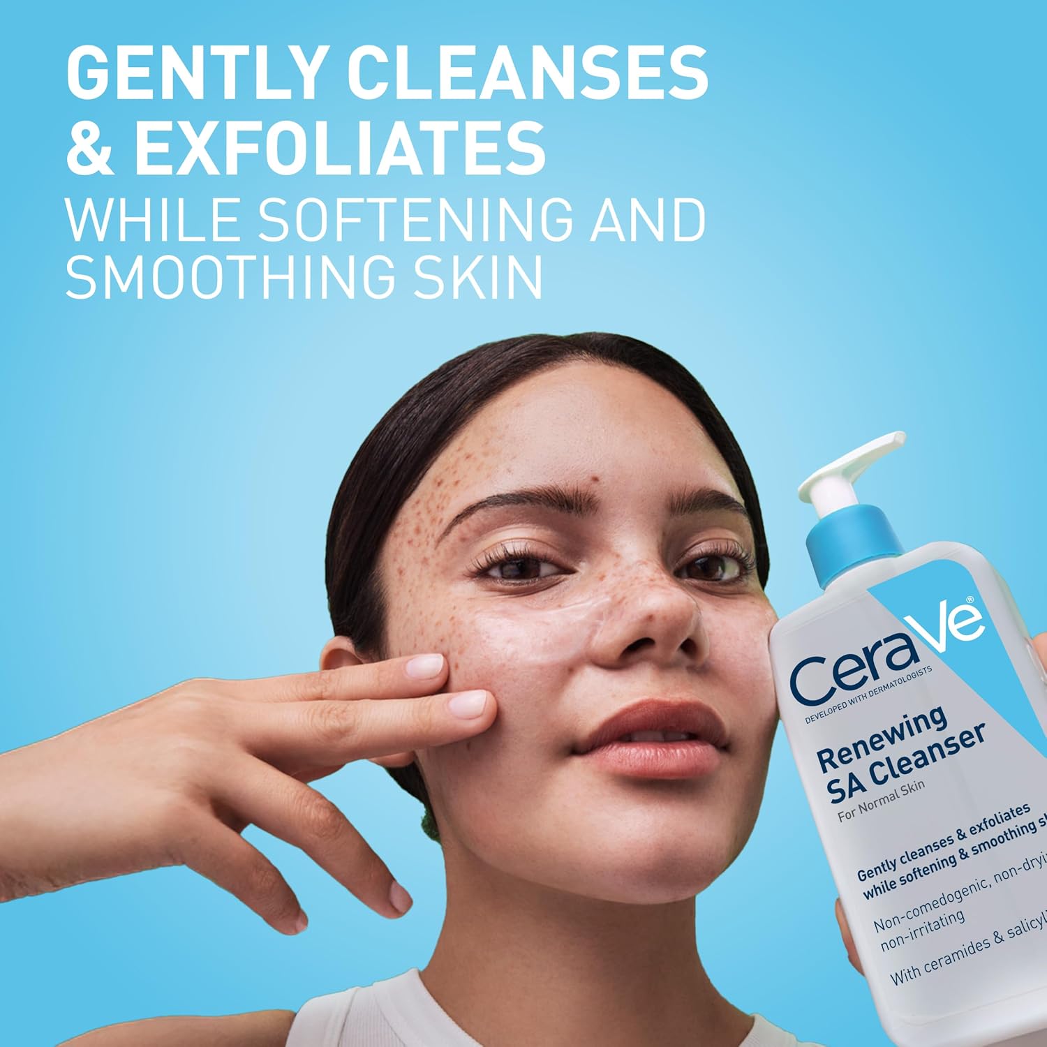 CeraVe Renewing Salicylic Acid Cleanser. BHA Exfoliating Face Wash. 16oz | Skin Care with Hyaluronic Acid & Niacinamide. Facial Cleanser. Face Cleanser. Ceramides. Fragrance Free. Non-Comedogenic