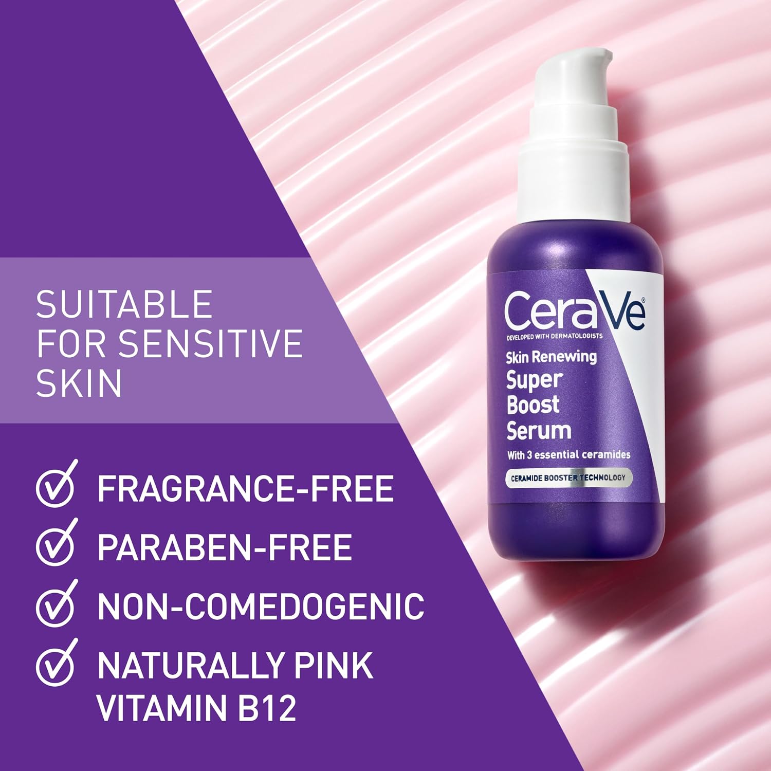 Super Boost Anti-Aging Serum with Peptides. Hyaluronic Acid & Ceramides | Face Serum with Ceramides. Peptides. Hyaluronic Acid. Vitamin B12 & LHA. Fine Lines & Wrinkles. Hydrating Milky Texture