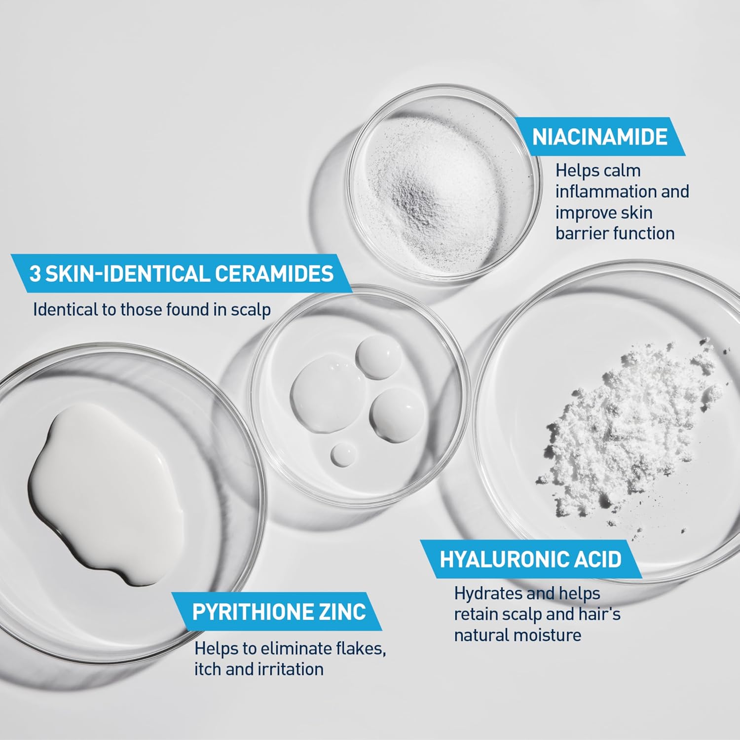 CeraVe Hydrating Anti Dandruff Shampoo. Itchy Scalp Treatment. 12oz | Helps Eliminate Flakes with 1% Pyrithione Zinc. Hyaluronic Acid. Niacinamide and Ceramides In A Sulfate Free Formula