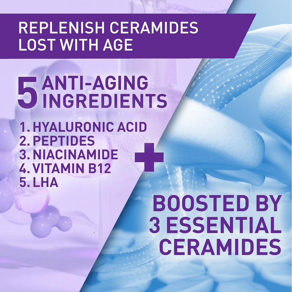Super Boost Anti-Aging Serum with Peptides. Hyaluronic Acid & Ceramides | Face Serum with Ceramides. Peptides. Hyaluronic Acid. Vitamin B12 & LHA. Fine Lines & Wrinkles. Hydrating Milky Texture