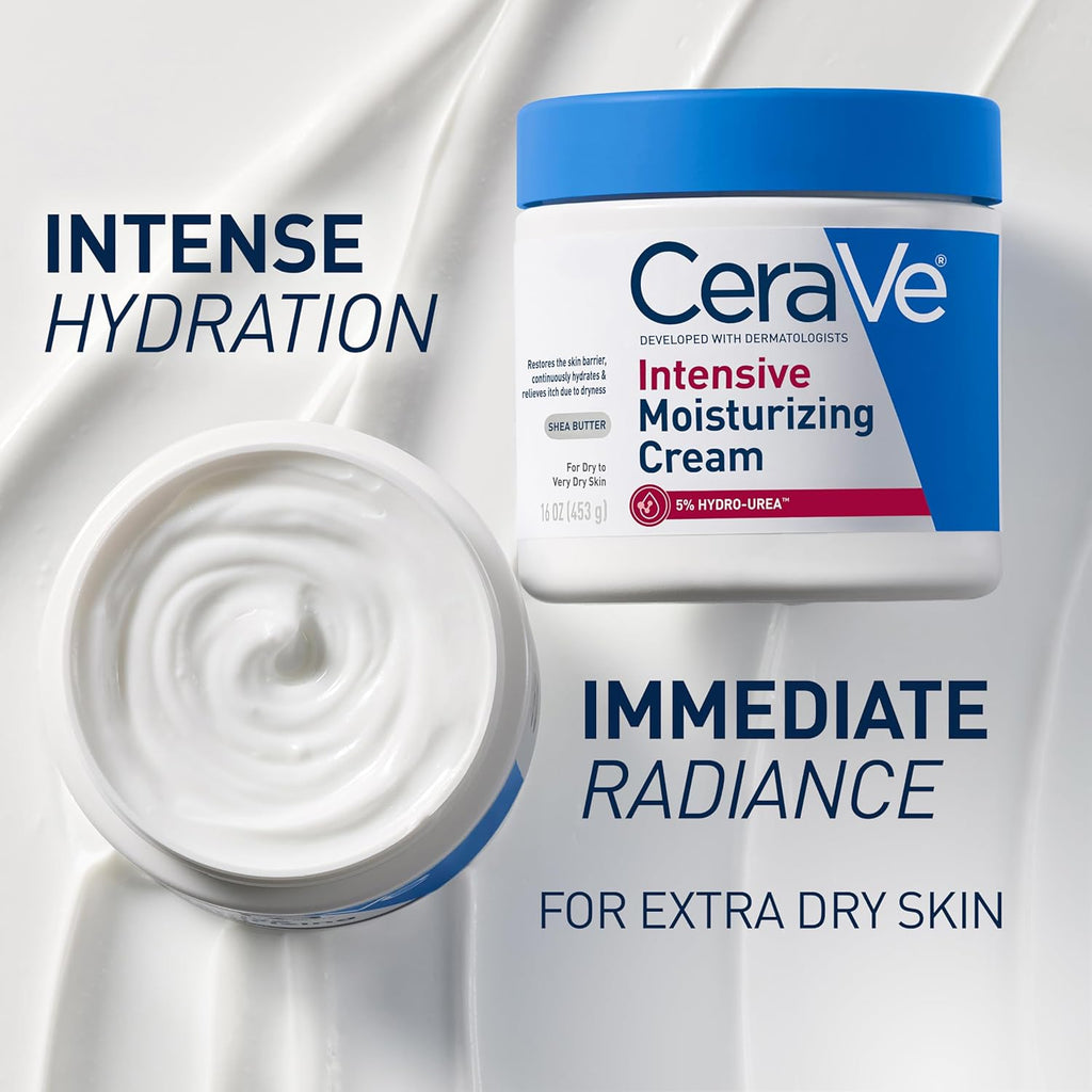 CeraVe Intensive Moisturizing Cream with Shea Butter for Dry Skin. 19oz | Skin Care. Instant Hydration. Body Care. Skin Barrier Repair. Body Cream. Fragrance Free. Extremely Dry Skin