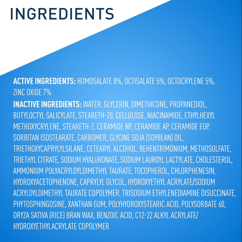CeraVe AM Facial Moisturizing Lotion SPF 50. Face Moisturizer with SPF. 3oz | Travel Size Skin Care. Hyaluronic Acid and Niacinamide That Blends with No White Cast. Non-Greasy & Non-Comedogenic