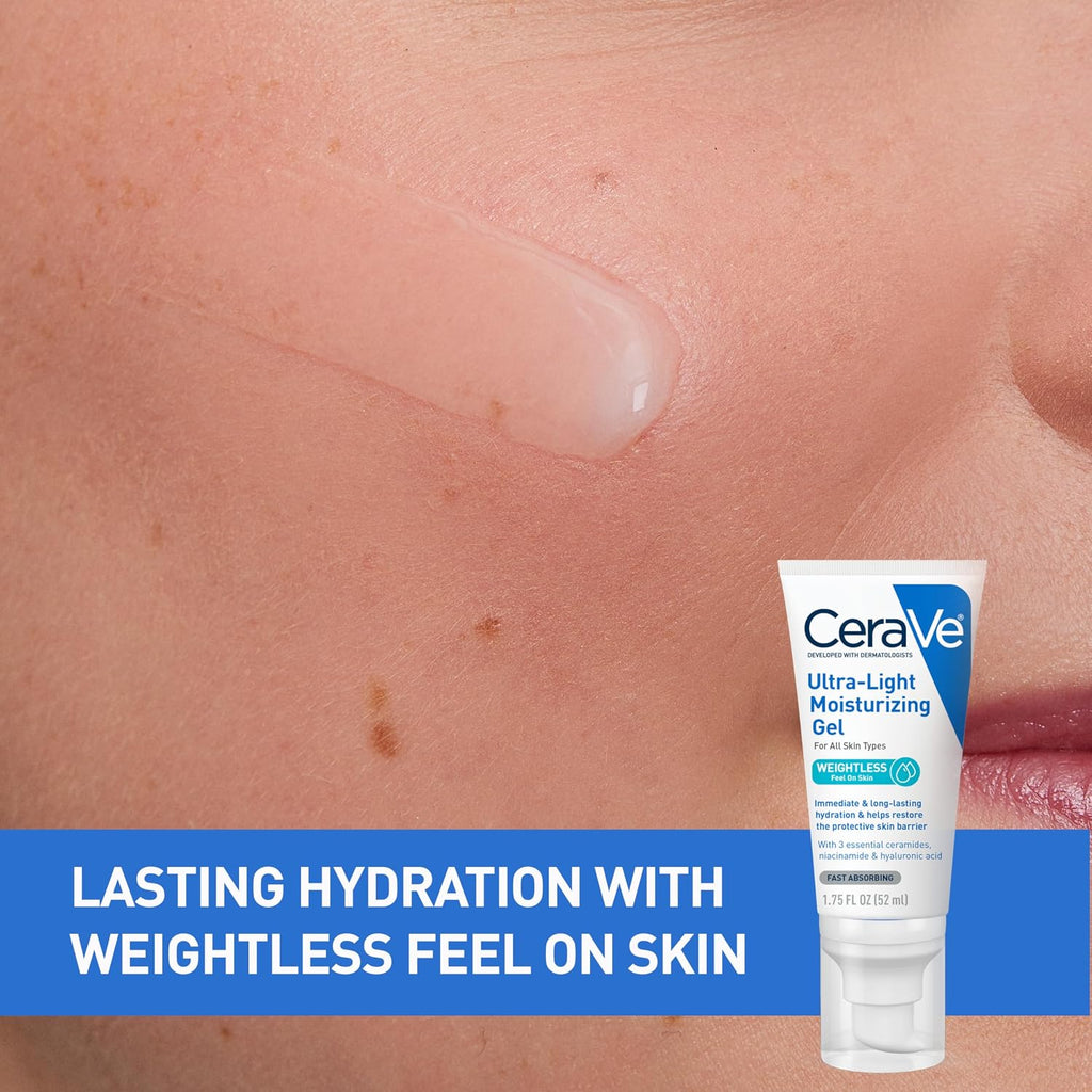 CeraVe Ultra-Light Moisturizing Gel. Niacinamide Face Moisturizer. 1.75oz | Oil-Free Hyaluronic Acid & Ceramide Gel Skin Care Formula Hydrates To Act As A Lightweight Moisturizer For Oily Skin