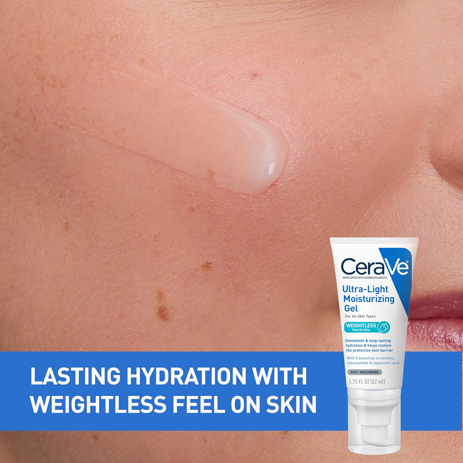 CeraVe Ultra-Light Moisturizing Gel. Niacinamide Face Moisturizer. 1.75oz | Oil-Free Hyaluronic Acid & Ceramide Gel Skin Care Formula Hydrates To Act As A Lightweight Moisturizer For Oily Skin