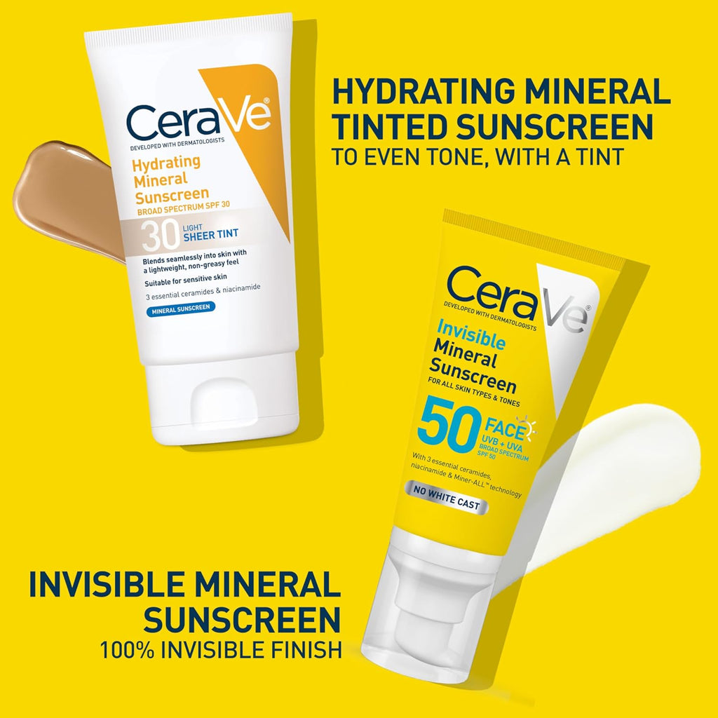 CeraVe Invisible Mineral Sunscreen SPF 50 Face Sunscreen. 1.7oz | Skincare for Sun Protection. Travel Sunscreen with Zinc Oxide. Vitamin E & Niacinamide. Oil Free. Suitable for Sensitive Skin