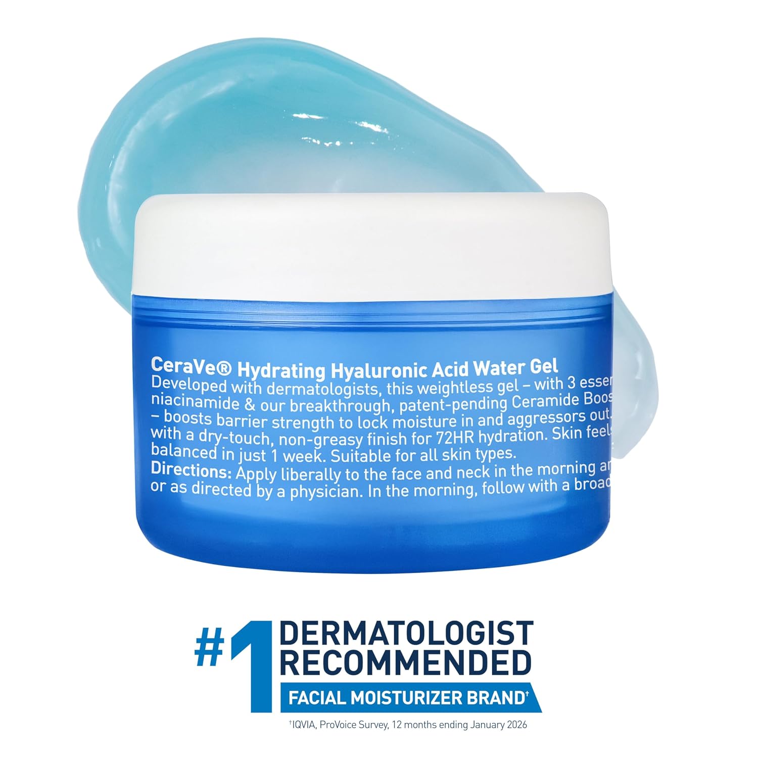 CeraVe Hydrating Hyaluronic Acid Water Gel Moisturizer for Face. 1.7oz | Lightweight Water Gel with Ceramides. Niacinamide and Hyaluronic Acid For Plumping Hydration. Safe For Sensitive Skin