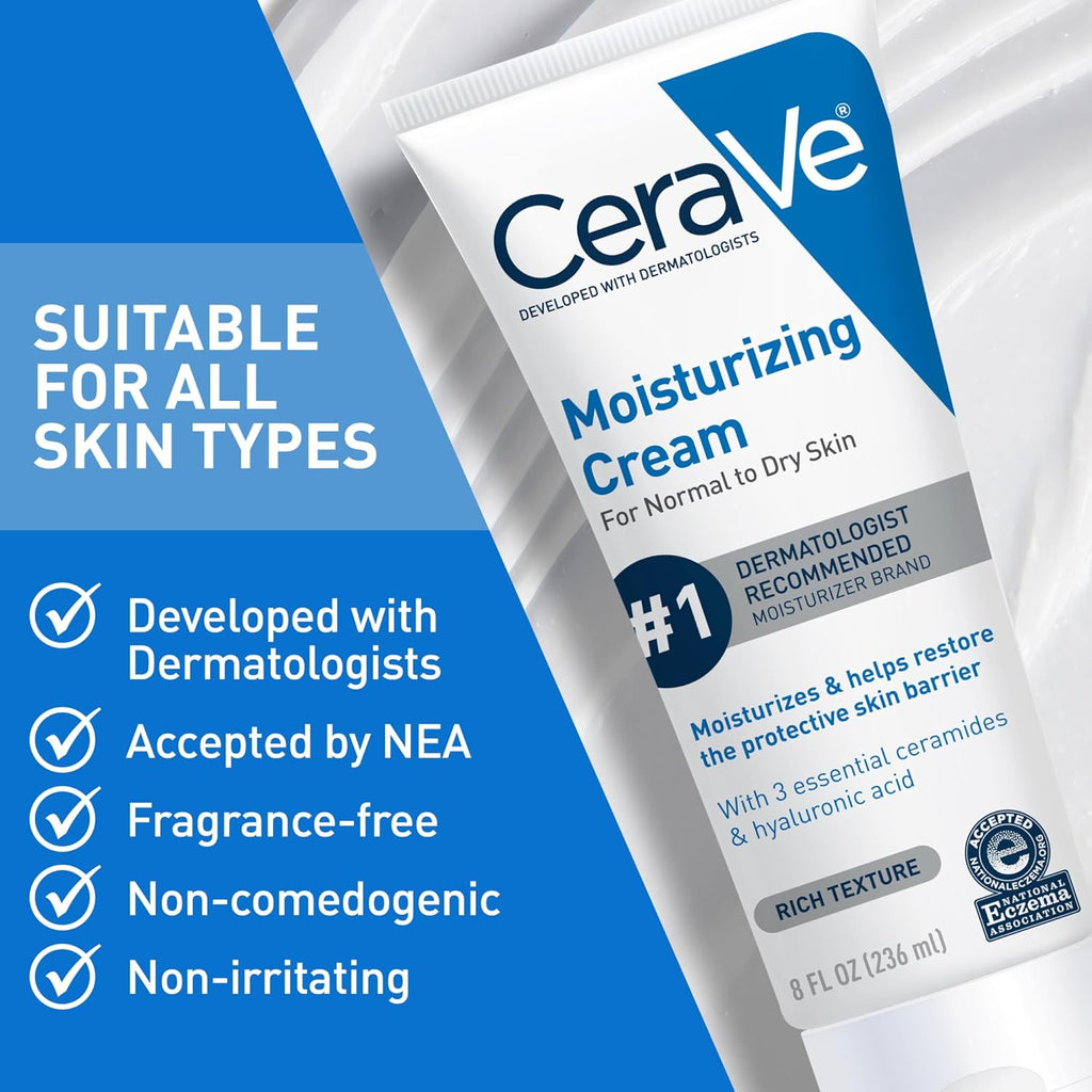 CeraVe Moisturizing Cream. Face Body Moisturizer. Normal to Dry Skin. 8 Fl Oz