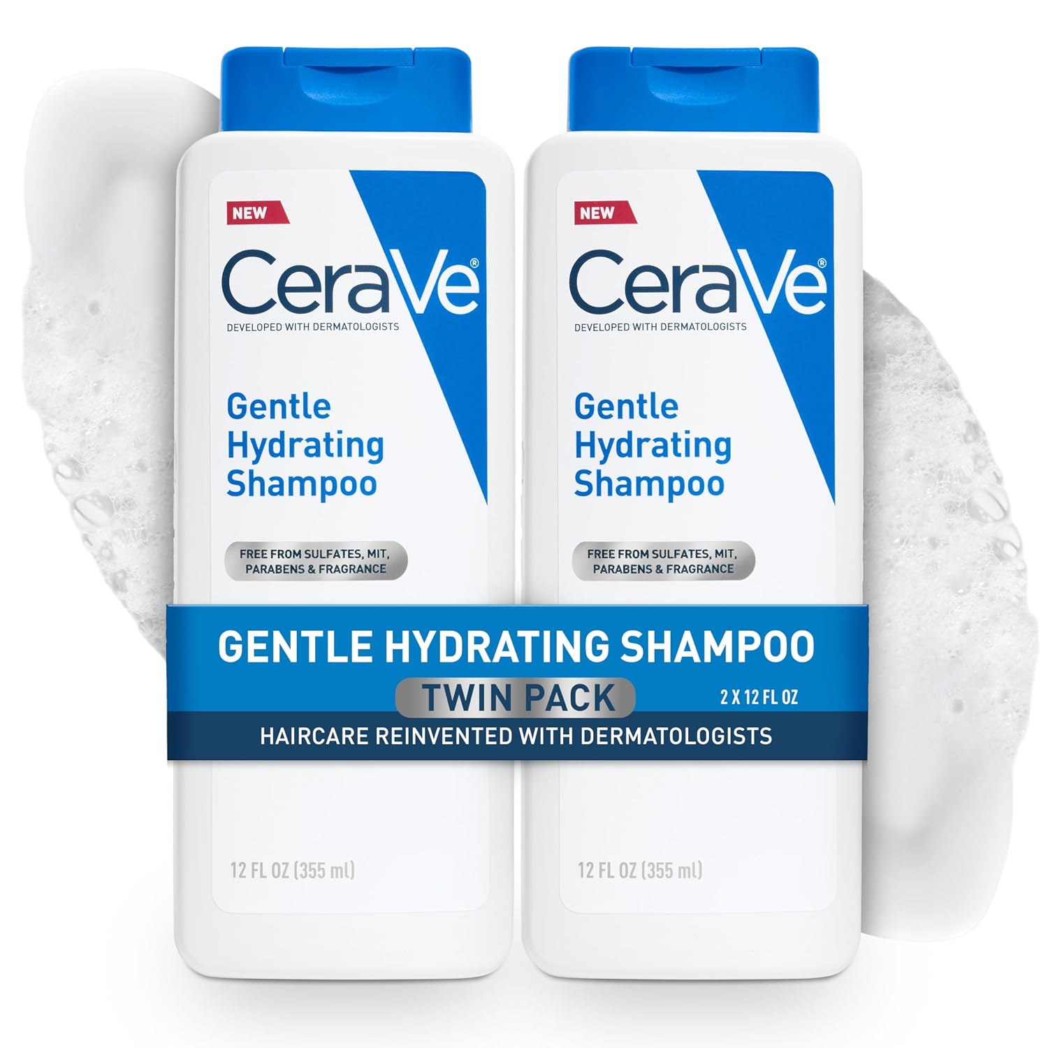 CeraVe Gentle Hydrating Shampoo and Conditioner Bundle with Hyaluronic Acid | Leaves Hair and Scalp Soft and Healthy-Looking with Ceramides. Niacinamide and A Color Safe Formula. For All Hair Types