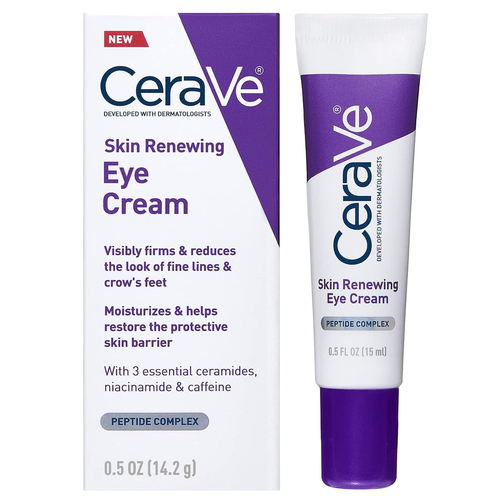 CeraVe Eye Cream for Wrinkles with Peptides. Caffeine & Niacinamide. 0.5oz | Dermatologist-Tested Skin Care Formula Targets Crows Feet and Delicate Under-Eye Skin To Visibly Smooth. Restore. and Protect
