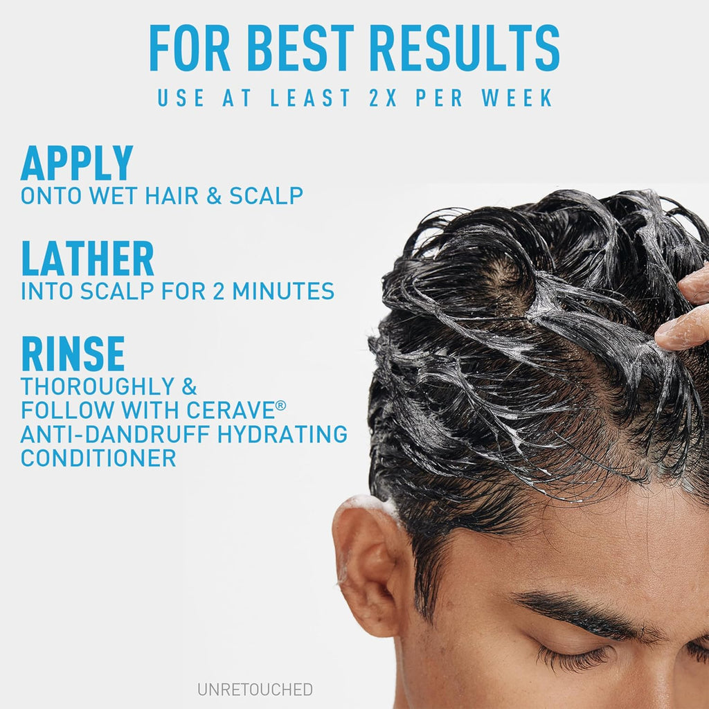 CeraVe Hydrating Anti Dandruff Shampoo. Itchy Scalp Treatment. 12oz | Helps Eliminate Flakes with 1% Pyrithione Zinc. Hyaluronic Acid. Niacinamide and Ceramides In A Sulfate Free Formula