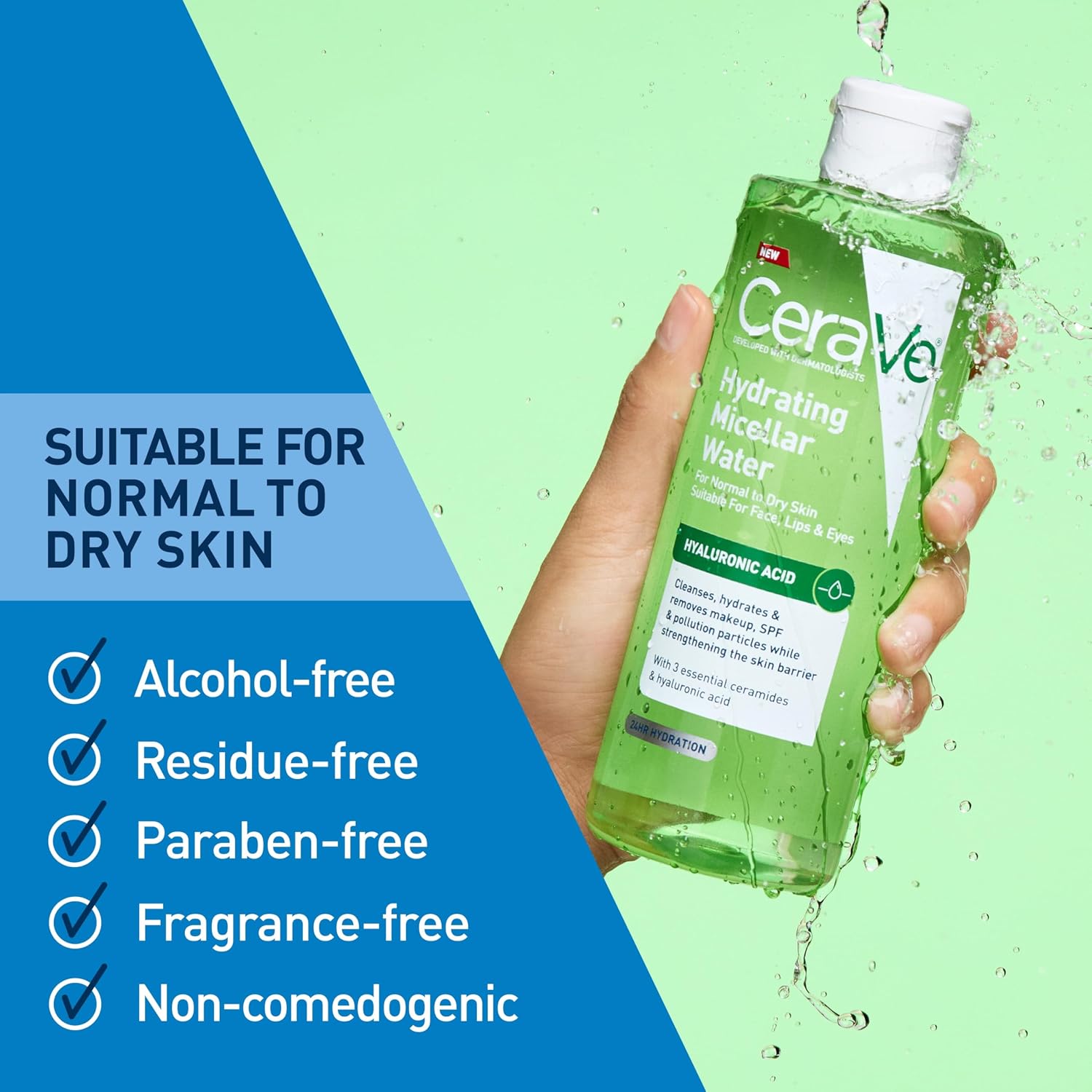 CeraVe Hydrating Micellar Water. Facial Cleanser & Makeup Remover. 13oz | Removes Makeup and Hydrates For 24h with Hyaluronic Acid and Ceramides. Alcohol-Free and Fragrance-Free For Sensitive Skin