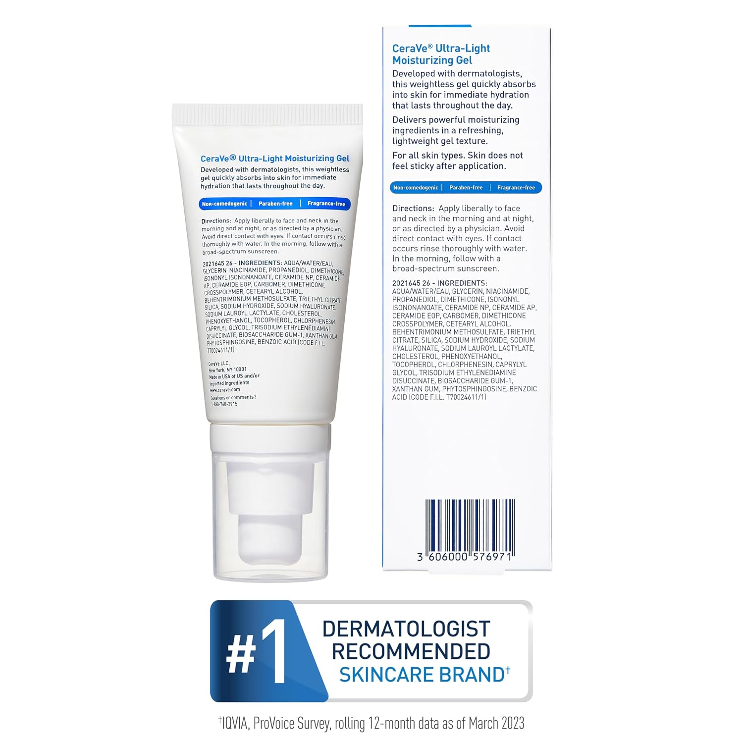 CeraVe Ultra-Light Moisturizing Gel. Niacinamide Face Moisturizer. 1.75oz | Oil-Free Hyaluronic Acid & Ceramide Gel Skin Care Formula Hydrates To Act As A Lightweight Moisturizer For Oily Skin