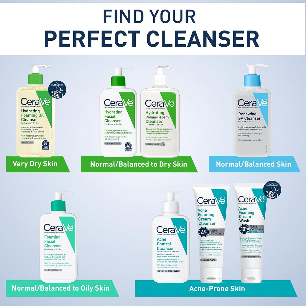 CeraVe Hydrating Foaming Oil Cleanser.Moisturizing Oil Cleanser for Face & Body.Squalane-Oil + Hyaluronic Acid + Ceramides.For Dry to Very Dry Skin.Fragrance Free & Residue Free.19 FL Oz.(Pack of 2)
