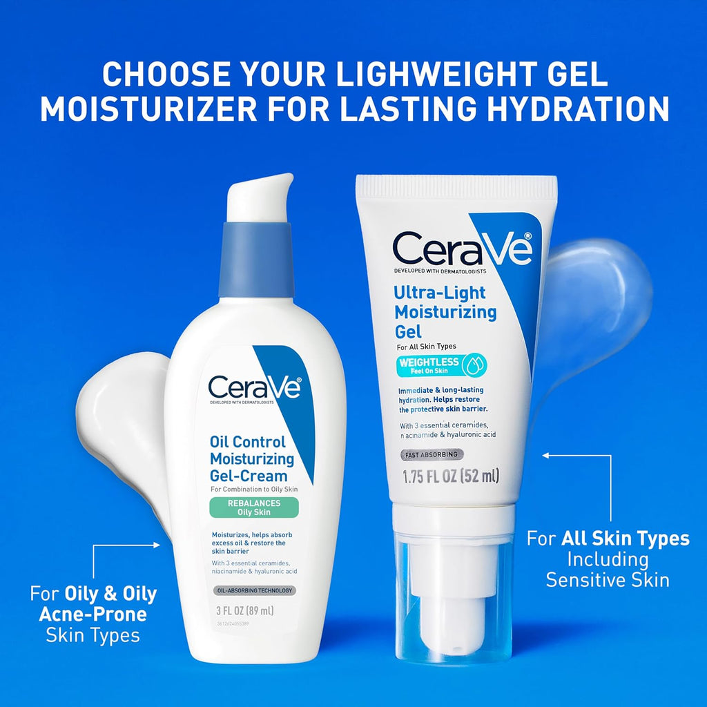 CeraVe Ultra-Light Moisturizing Gel. Niacinamide Face Moisturizer. 1.75oz | Oil-Free Hyaluronic Acid & Ceramide Gel Skin Care Formula Hydrates To Act As A Lightweight Moisturizer For Oily Skin