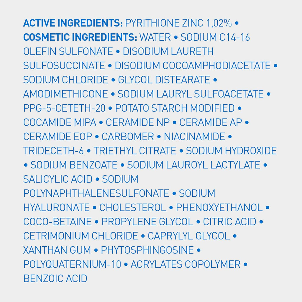 CeraVe Hydrating Anti Dandruff Shampoo. Itchy Scalp Treatment. 19oz | Helps Eliminate Flakes with 1% Pyrithione Zinc. Hyaluronic Acid. Niacinamide and Ceramides In A Sulfate Free Formula