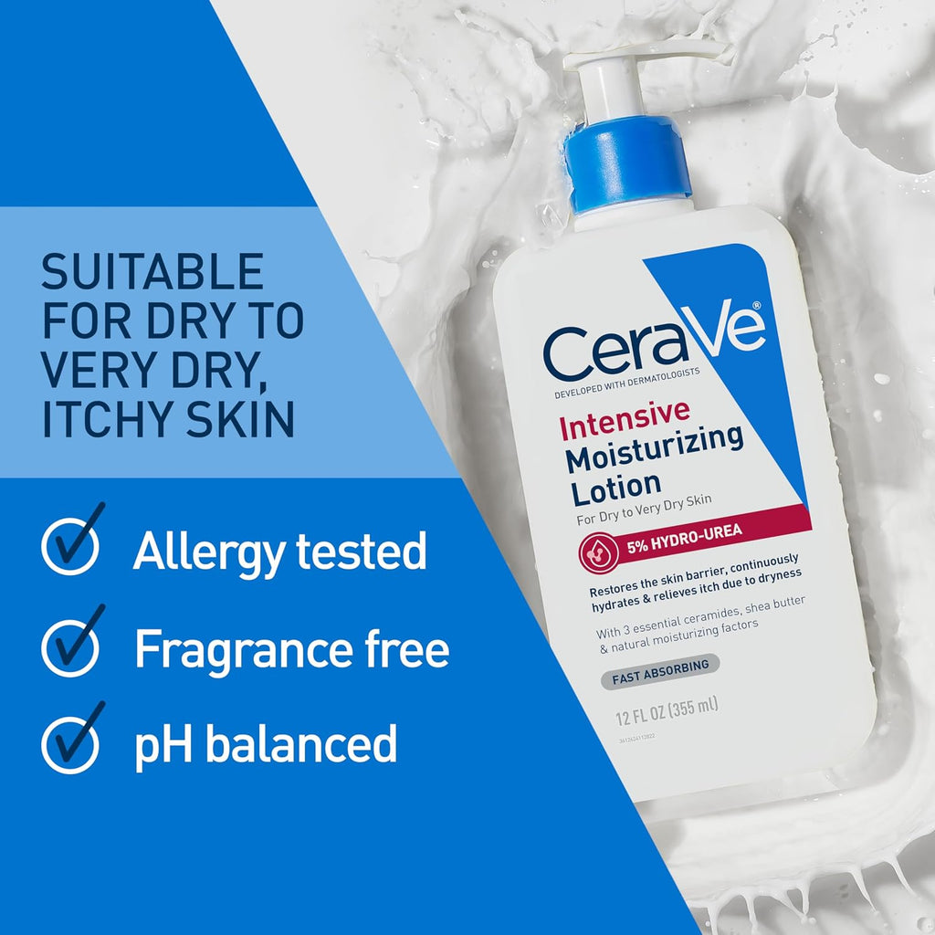 CeraVe Intensive Moisturizing Lotion. Shea Butter Body Lotion. 8oz | Relieves Signs of Extra Dry Skin with Hydro-Urea and Shea Butter In a Non-Greasy Formula For Rough. Tight and Itchy Skin